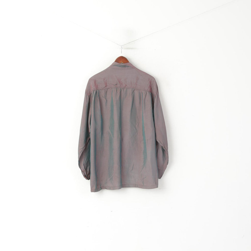 Camicia casual da uomo McBlue Originals 3 L Top a maniche lunghe in viscosa discoteca lucida viola