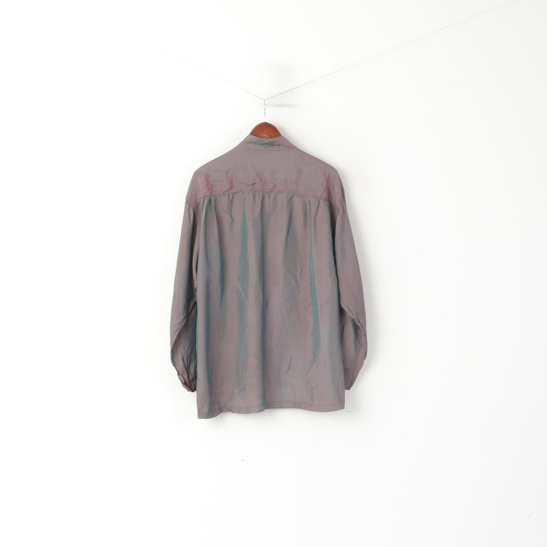 Camicia casual da uomo McBlue Originals 3 L Top a maniche lunghe in viscosa discoteca lucida viola