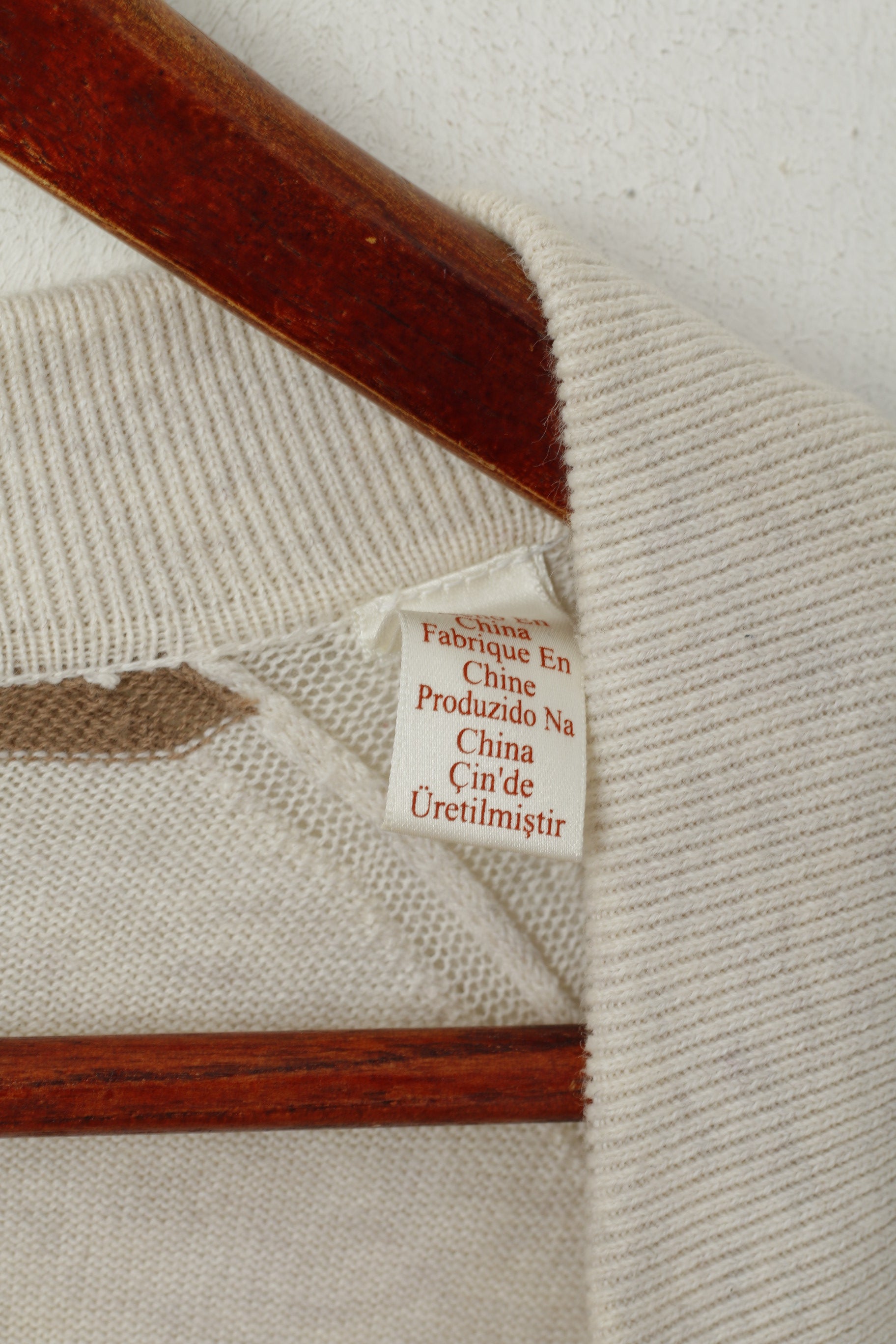 Penguin Men L Jumper Beige Cotton Polo NeckPullover Maglione leggero e sottile