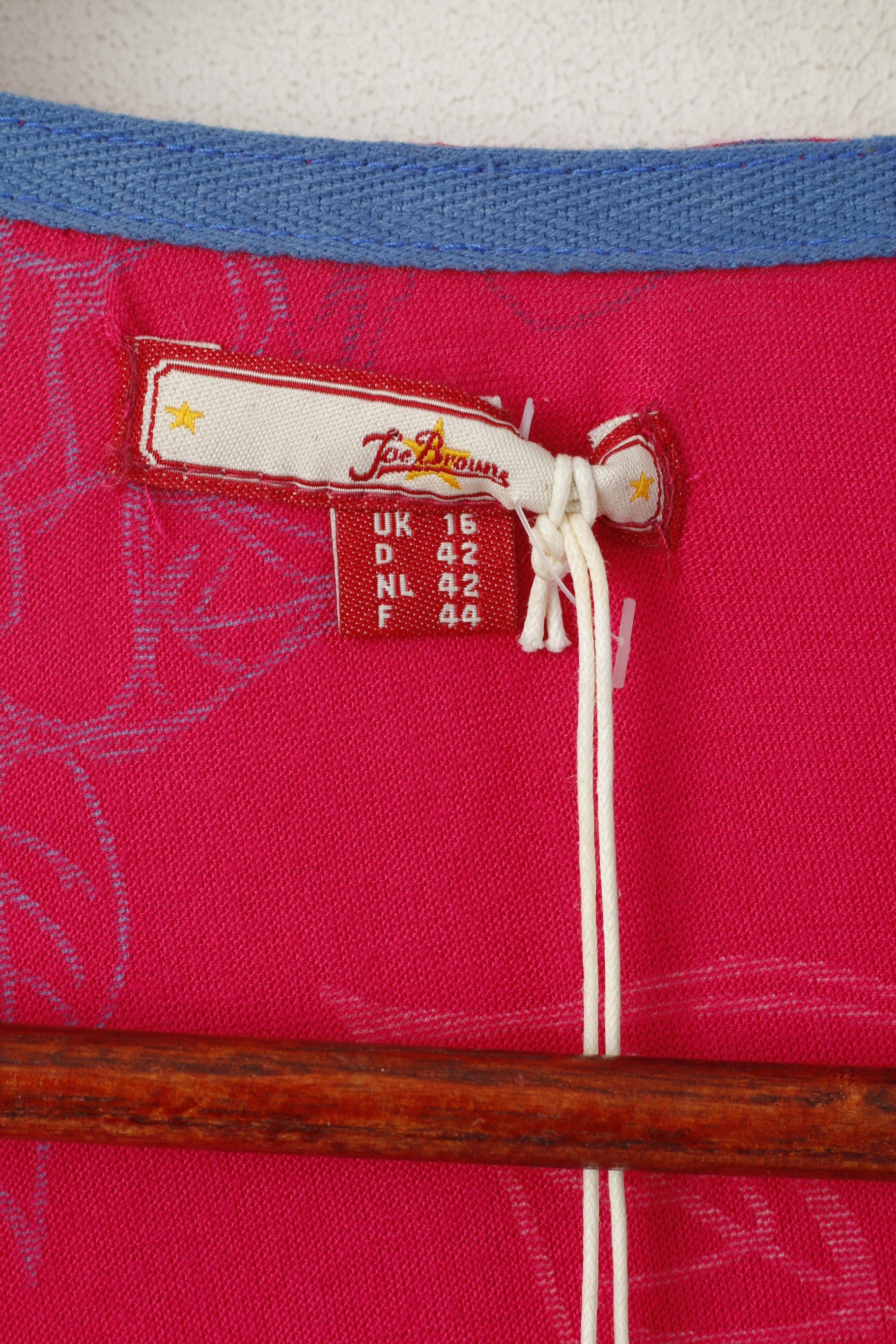 New Joe Browns Women 16 42 XL Dress Pink Blue Floral Viscose Midi 2/3 Sleeve