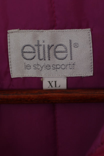 Etirel Le Style Femmes XL Bomber Veste Violet Vintage Extérieur Nylon Haut Imperméable