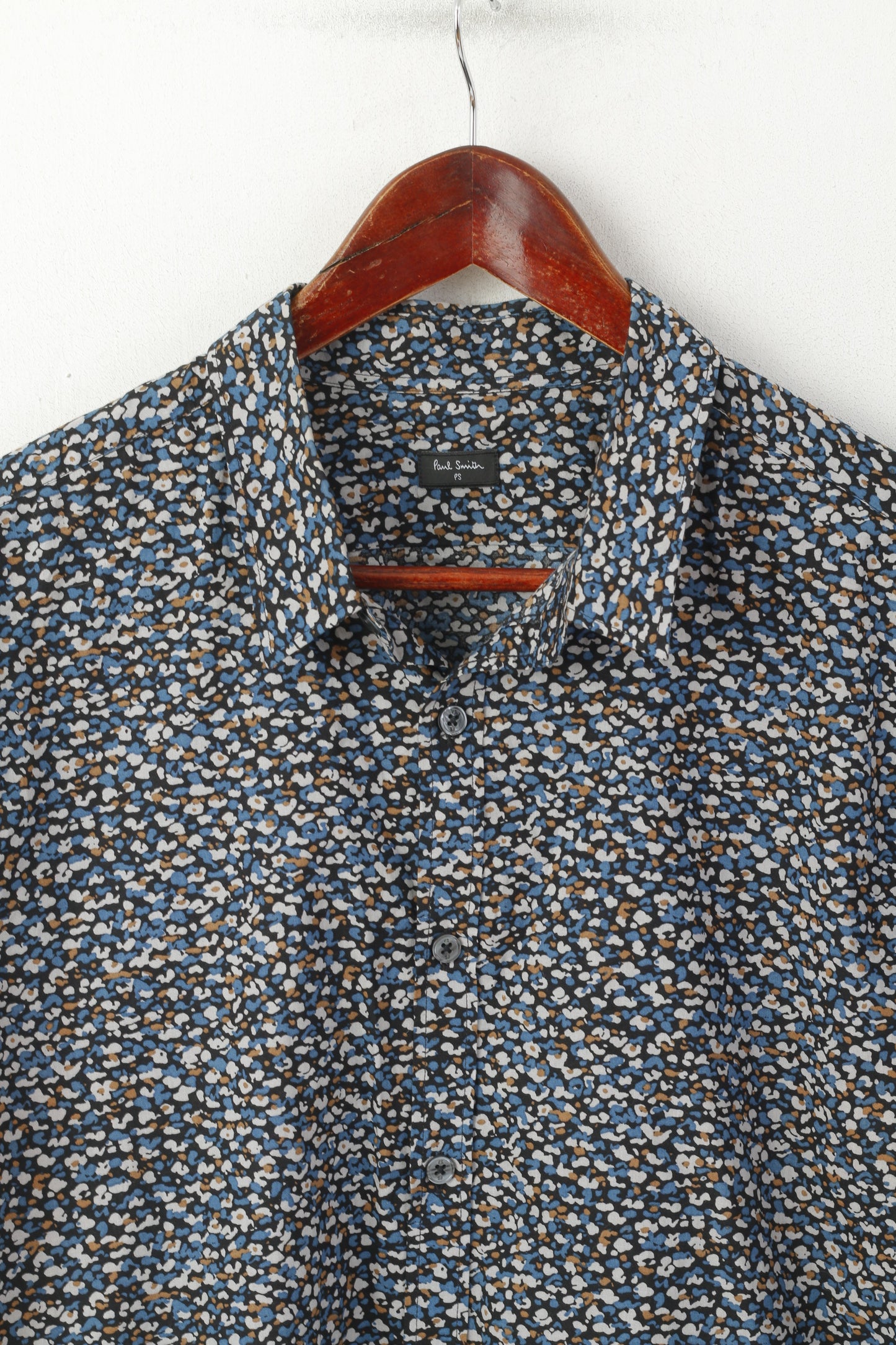 Paul Smith Men XL (L) Casual Shirt Blue Cotton Printed Long Sleeve Slim Fit Top