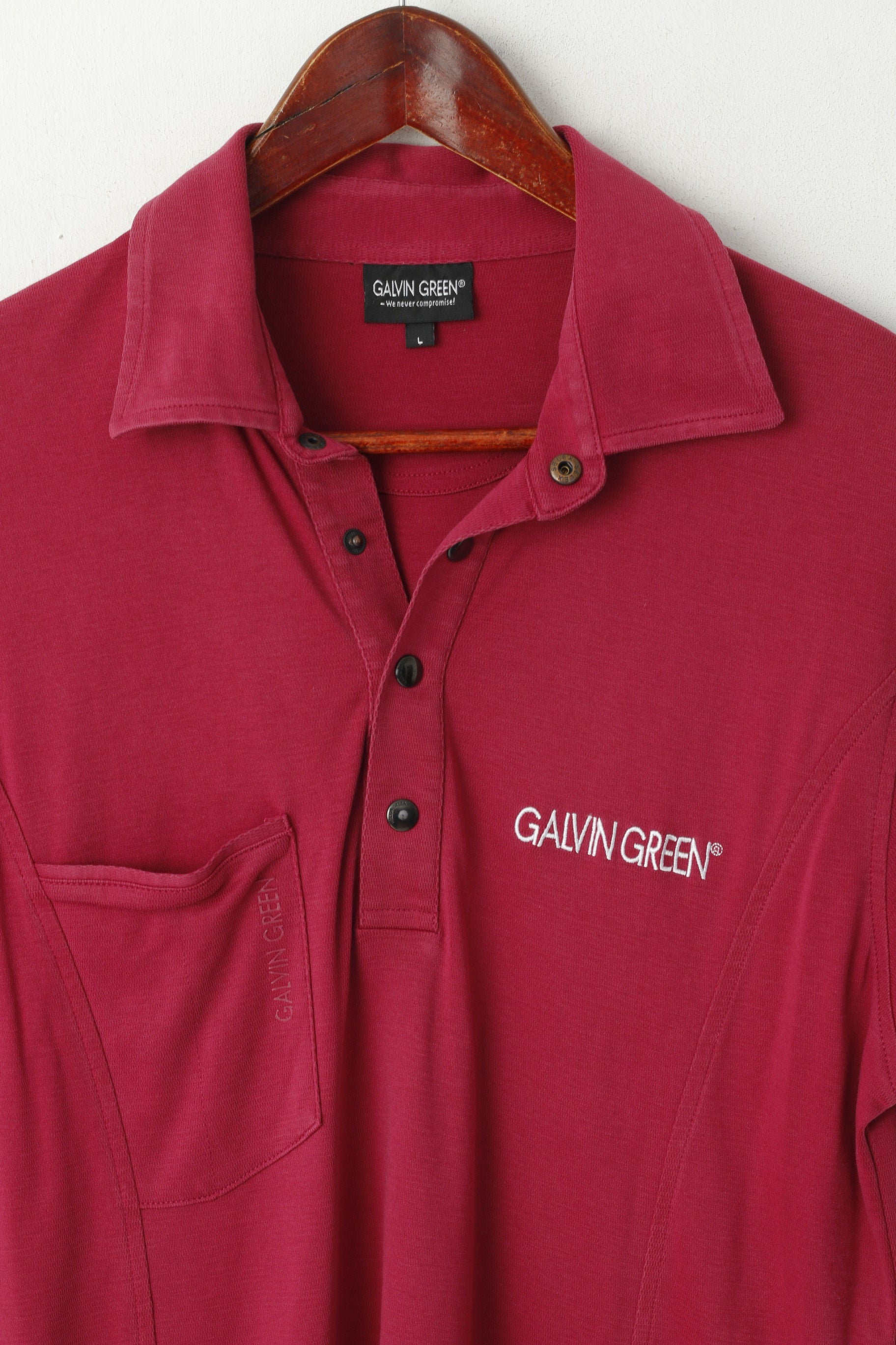 Polo Galvin Green da uomo a maniche corte in cotone marrone con bottoni automatici da golf