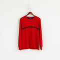 Tommy Hilfiger Men L Jumper Red Cotton Blend Cold Stop V Neck Sweater