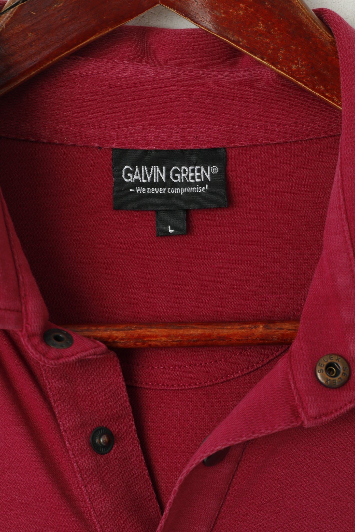 Galvin Green Men L Polo Shirt Maroon Cotton Golf Sport Snaps Short Sleeve Top