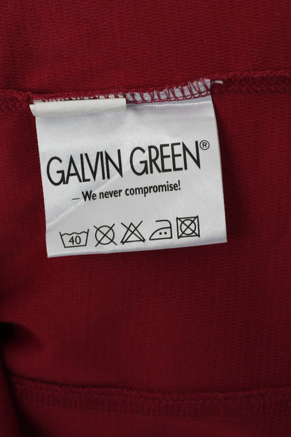 Galvin Green Men L Polo Shirt Maroon Cotton Golf Sport Snaps Short Sleeve Top