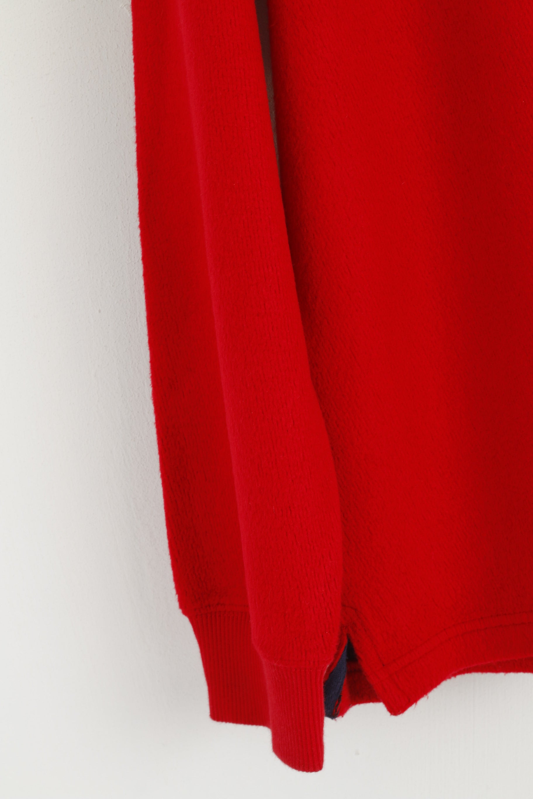 Tommy Hilfiger Uomo L Jumper Maglione rosso in misto cotone Cold Stop con scollo a V