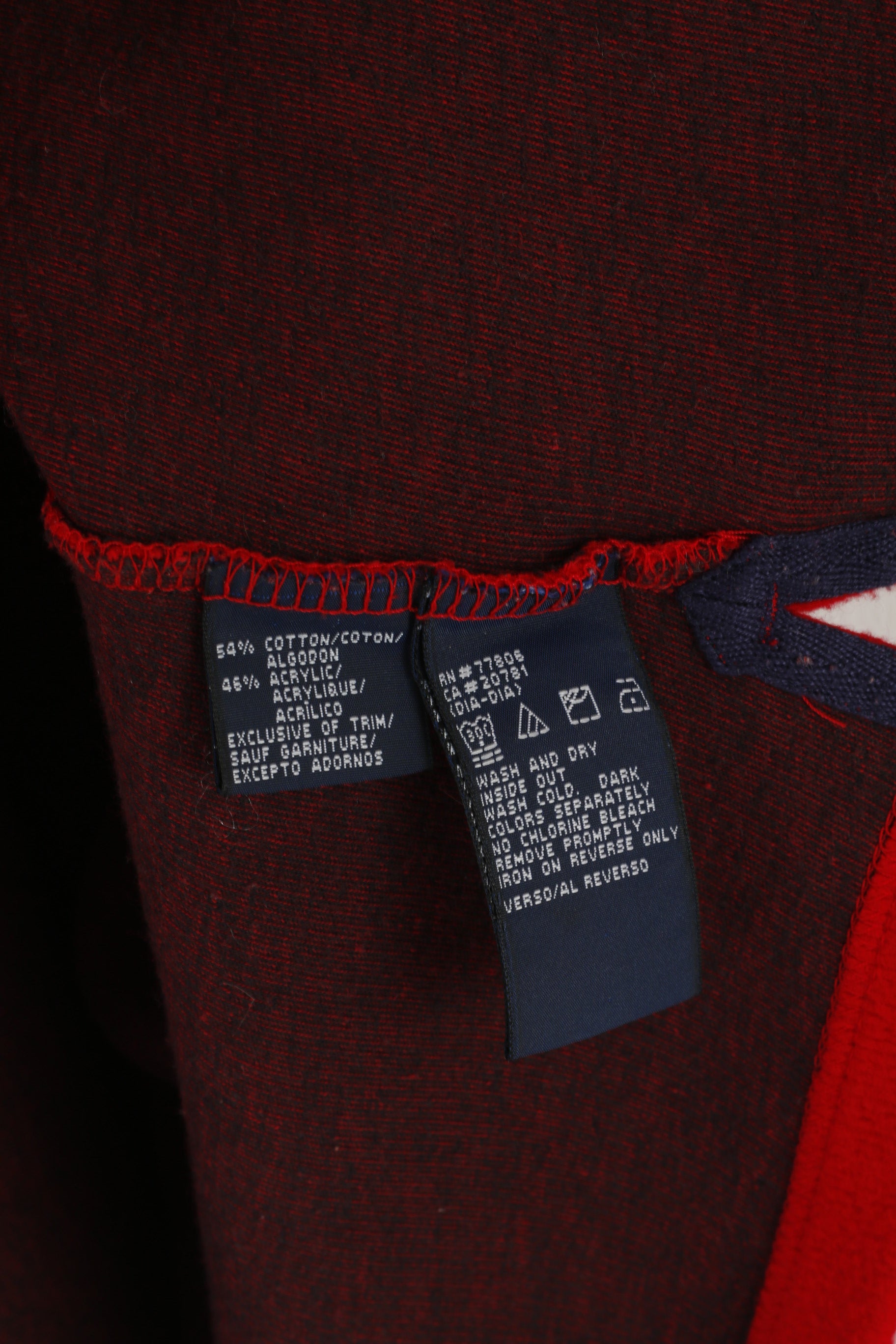 Tommy Hilfiger Uomo L Jumper Maglione rosso in misto cotone Cold Stop con scollo a V