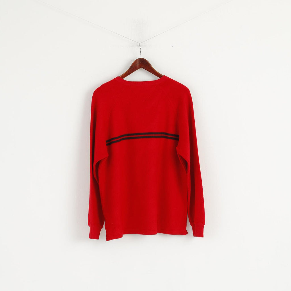 Tommy Hilfiger Uomo L Jumper Maglione rosso in misto cotone Cold Stop con scollo a V