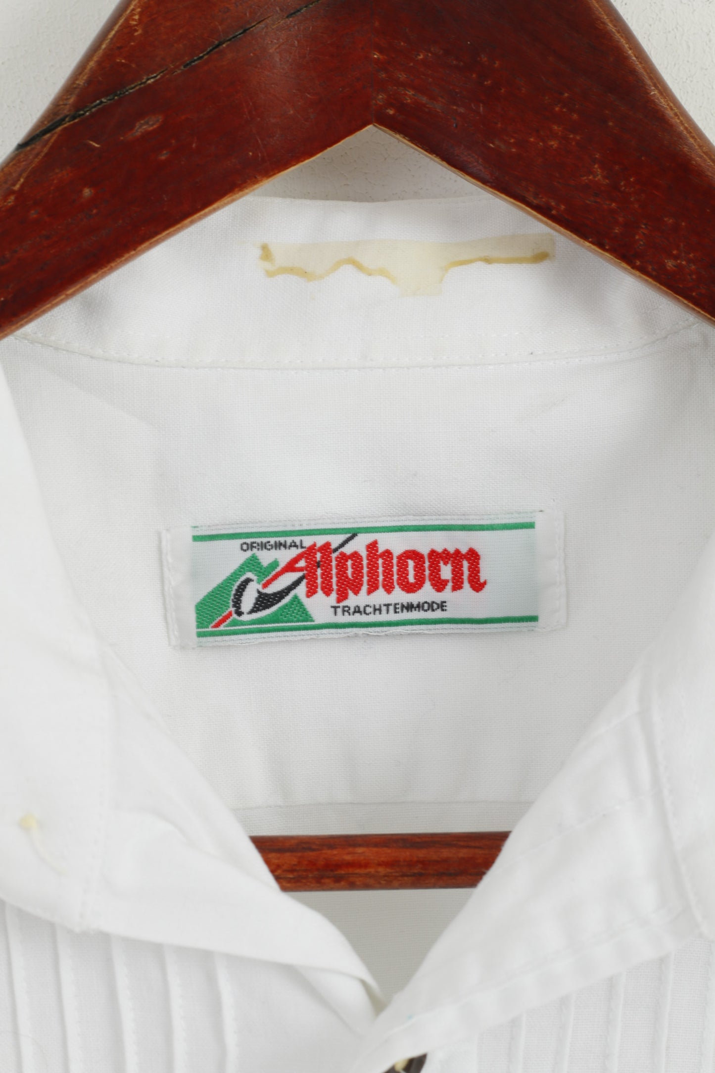 Alphorn Trachtenmode Men L Casual Shirt White Cotton Long Sleeve Tyrol Top