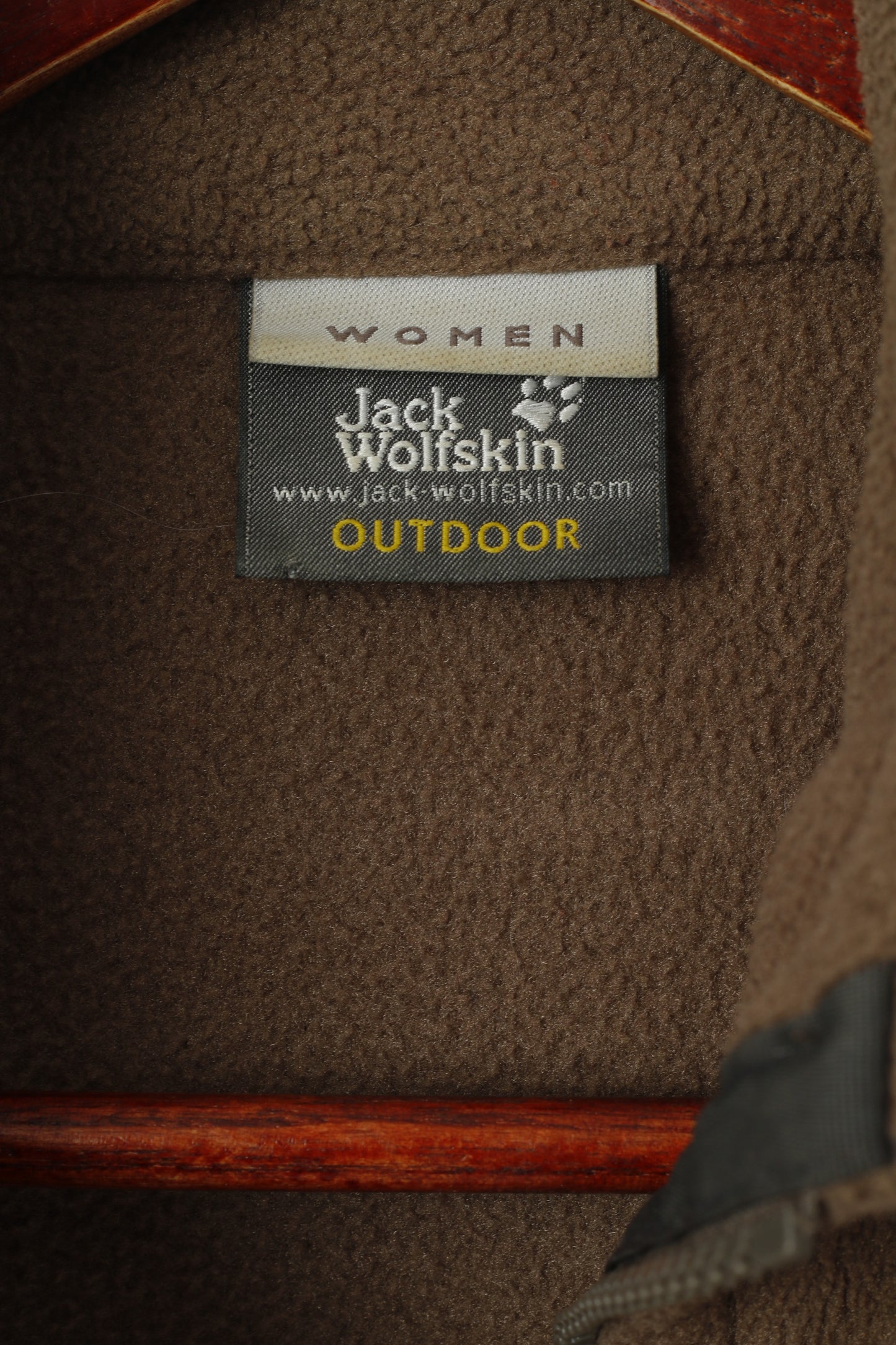 Jack Wolfskin Women XS Fleece Top Brown Outdoor Full Zipper Sweatshirt