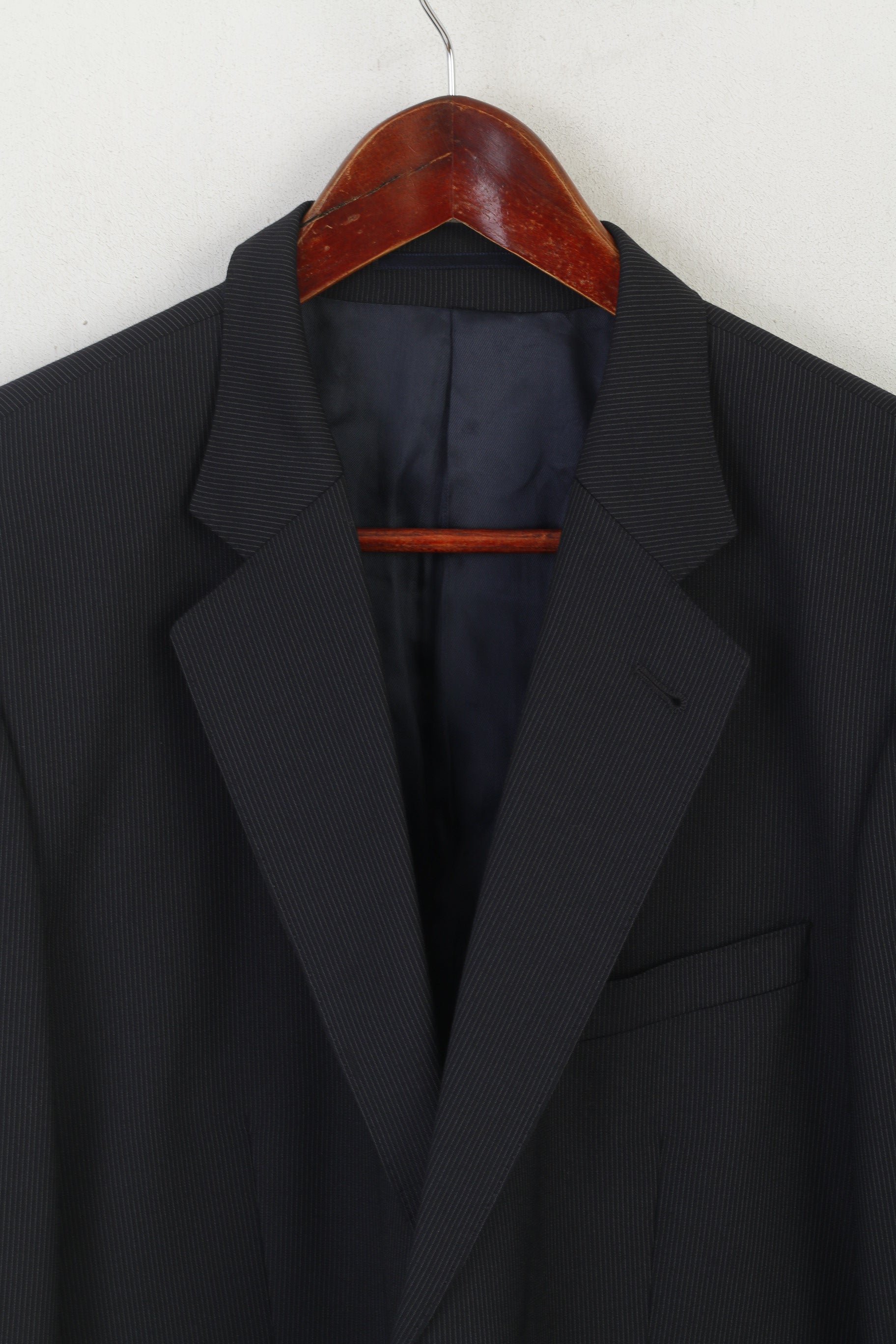 COS Hommes 50 40 Blazer Marine Rayé Laine Vanalba Super 100 Veste Simple Boutonnage