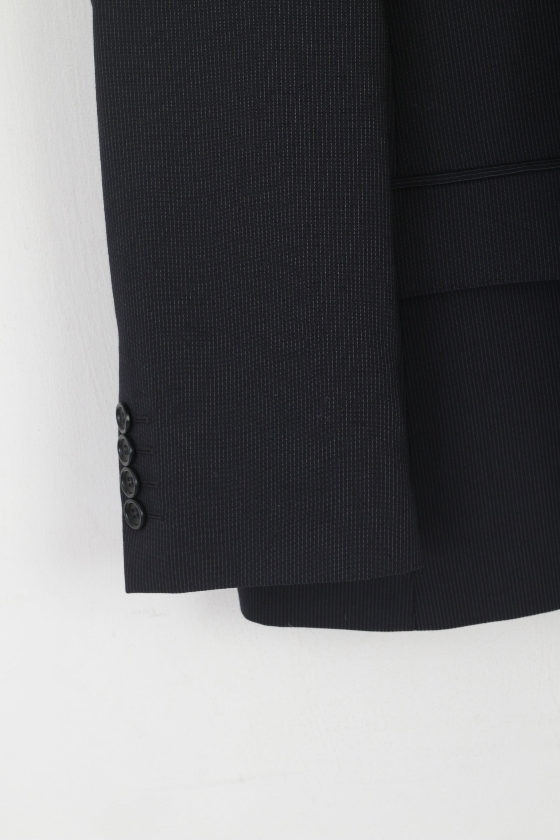 COS Hommes 50 40 Blazer Marine Rayé Laine Vanalba Super 100 Veste Simple Boutonnage