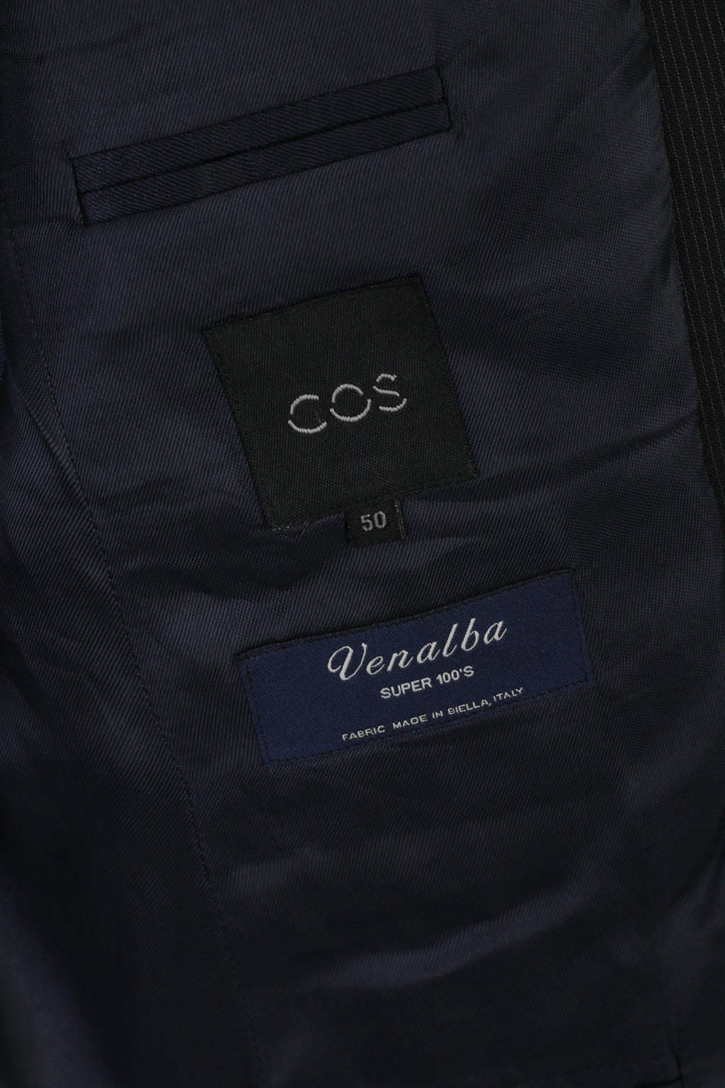 COS Hommes 50 40 Blazer Marine Rayé Laine Vanalba Super 100 Veste Simple Boutonnage