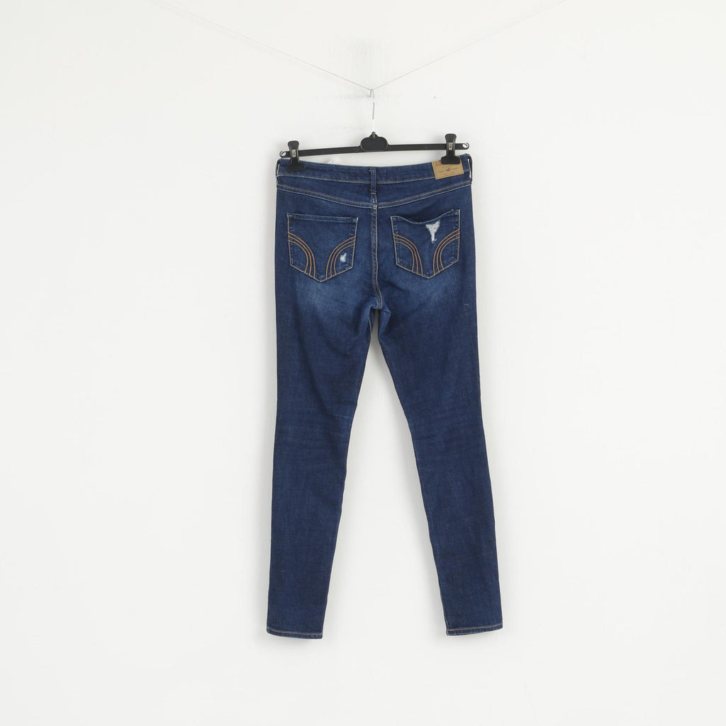 Pantaloni Hollister Donna 28 Pantaloni jeans skinny in cotone elasticizzato strappato blu scuro