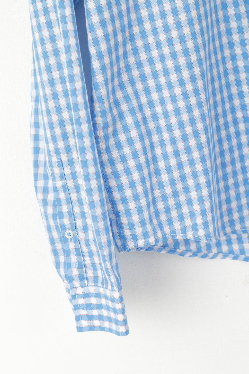 Penguin Men XL (L) Casual Shirt Blue Check Cotton Slim Fit Long Sleeve Top