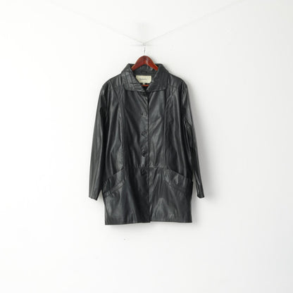 Isabelle Women 14 XL Jacket Black Leather Imitation Single Breasted Shiny Classic Soft Top