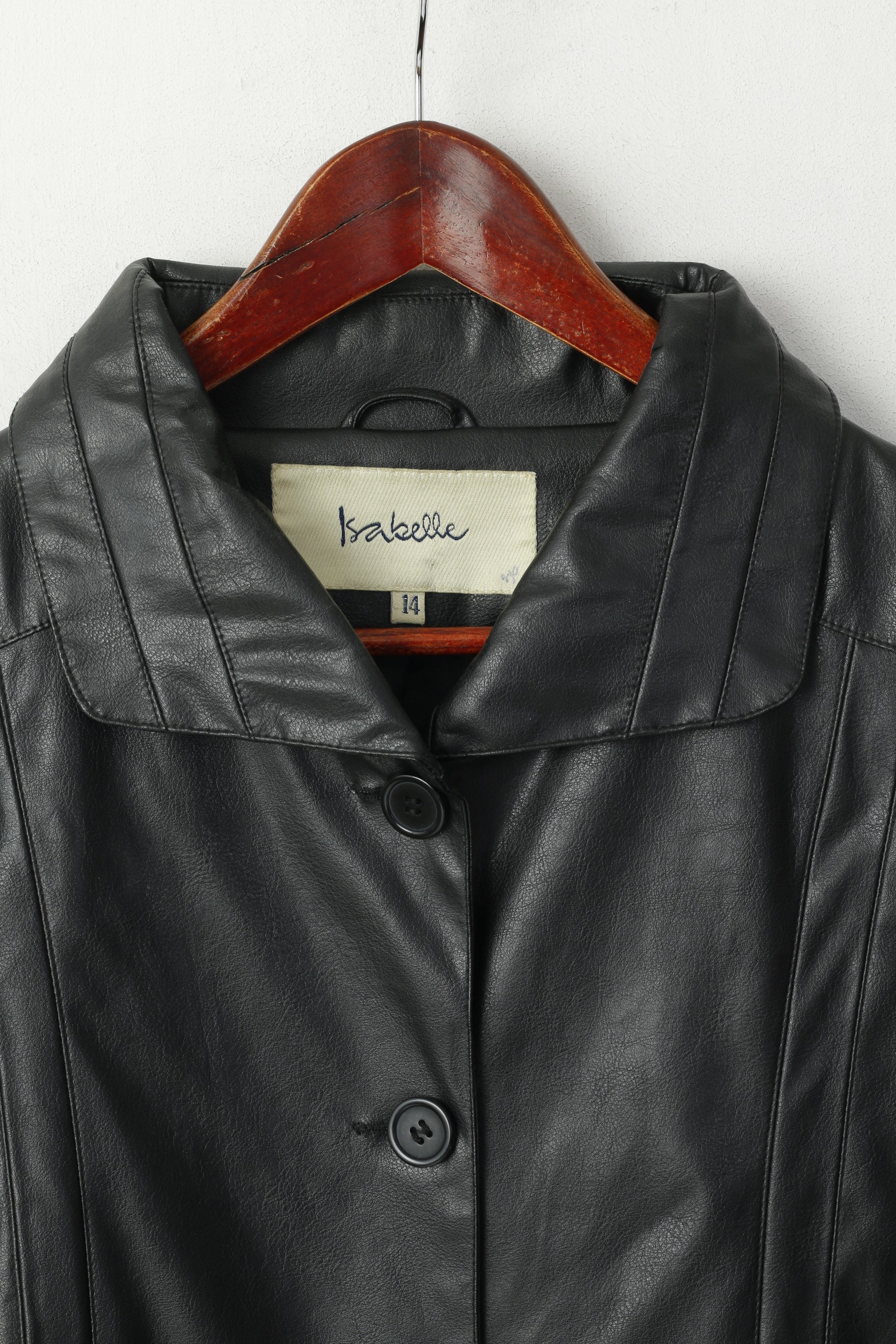 Giacca Isabelle Donna 14 XL Giacca morbida classica monopetto in similpelle nera lucida