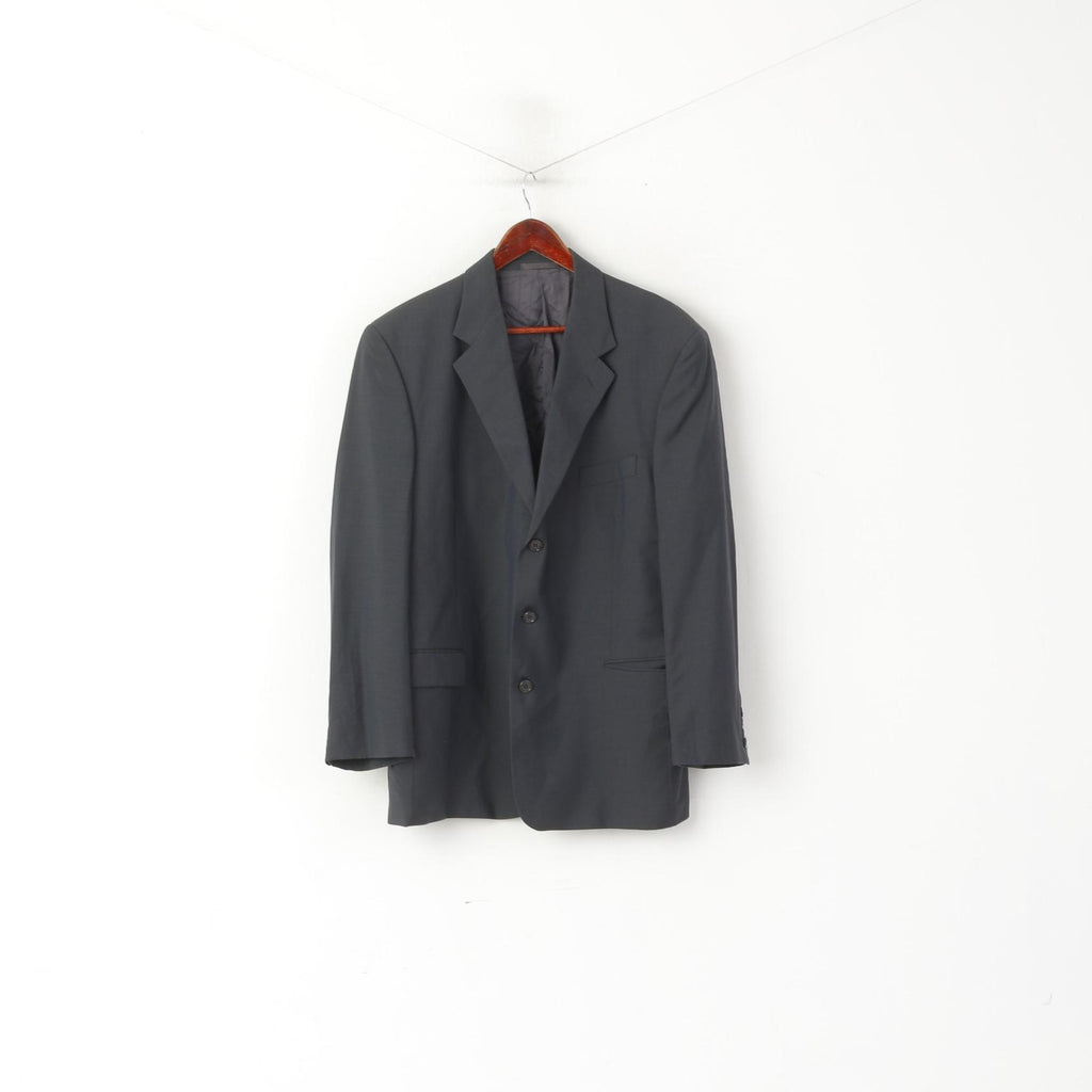 Jaeger Men 54 44 Blazer Navy Pure New Wool Single Breasted Jacket