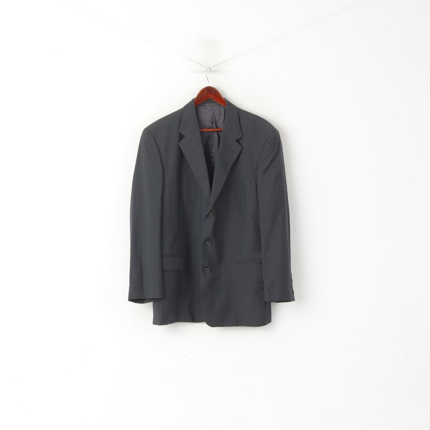 Jaeger Men 54 44 Blazer Navy Pure New Wool Single Breasted Jacket