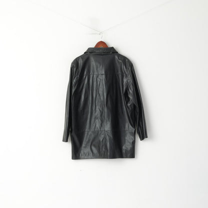 Isabelle Women 14 XL Jacket Black Leather Imitation Single Breasted Shiny Classic Soft Top