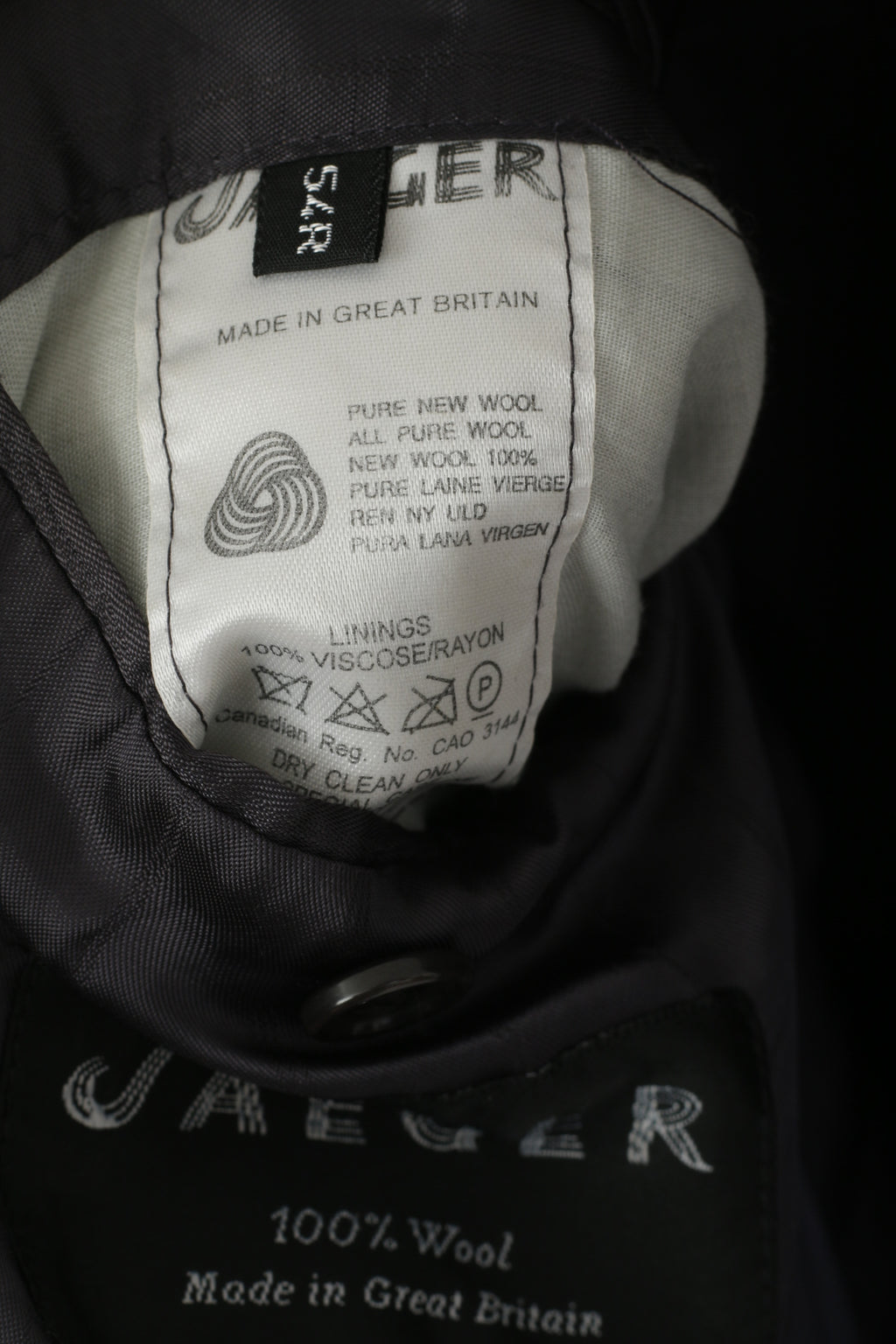 Jaeger Men 54 44 Blazer Navy Pure New Wool Single Breasted Jacket