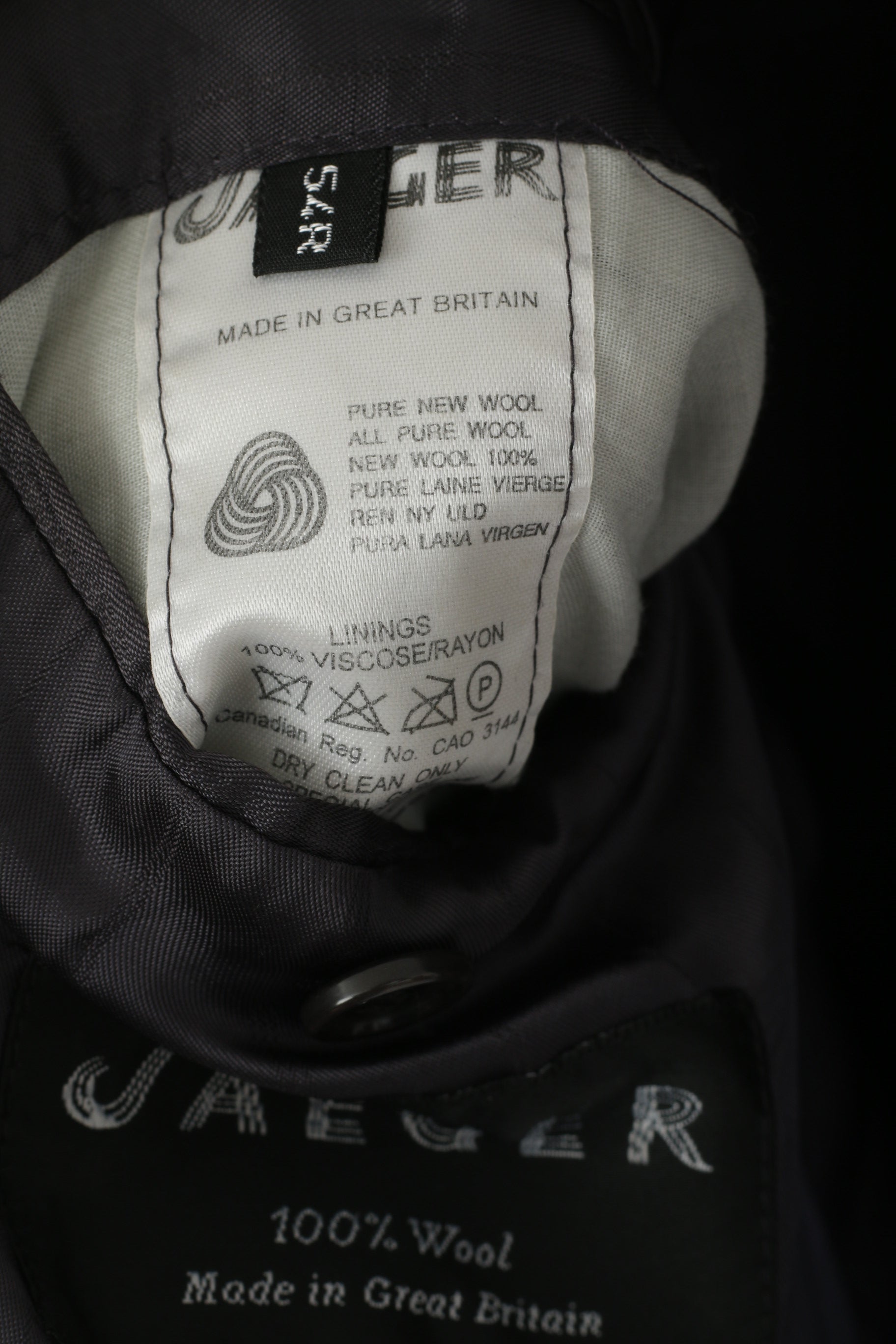 Jaeger Men 54 44 Blazer Navy Pure New Wool Single Breasted Jacket