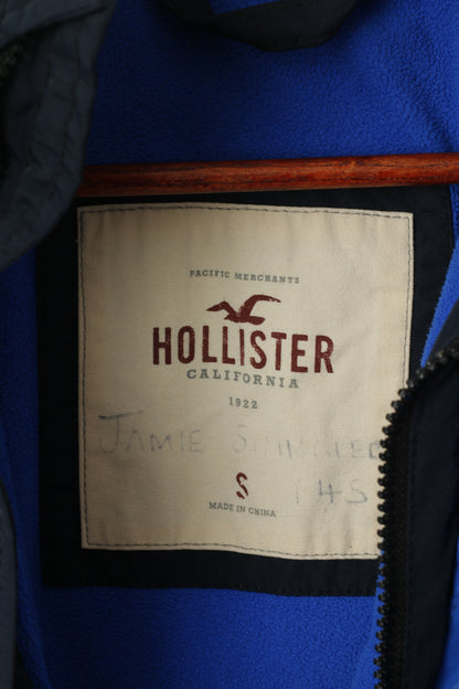 Giacca Hollister California da uomo, in nylon blu scuro, impermeabile, con cappuccio, cerniera intera, casual
