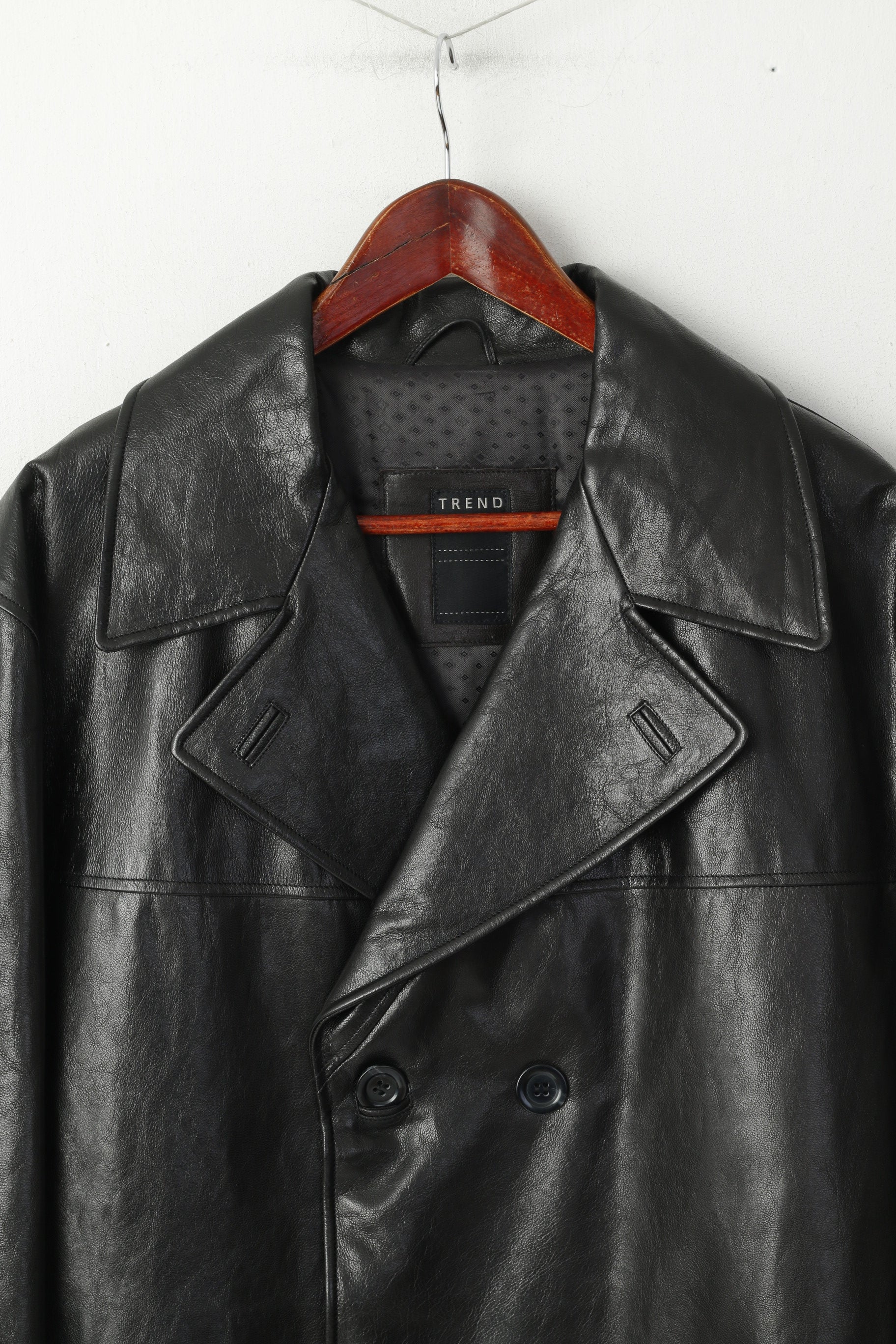 Manteau croisé en cuir pour homme Corneliani - Taille 54 XL, fabriqué en Italie