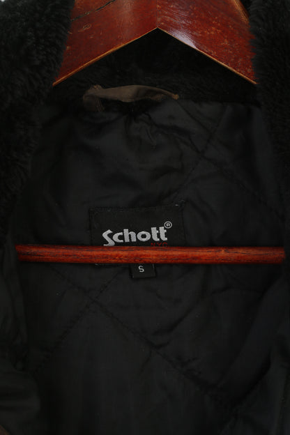 Schott Blouson Bomber Homme Marron Brillant Capuche Rembourrée Nylon Haut Imperméable