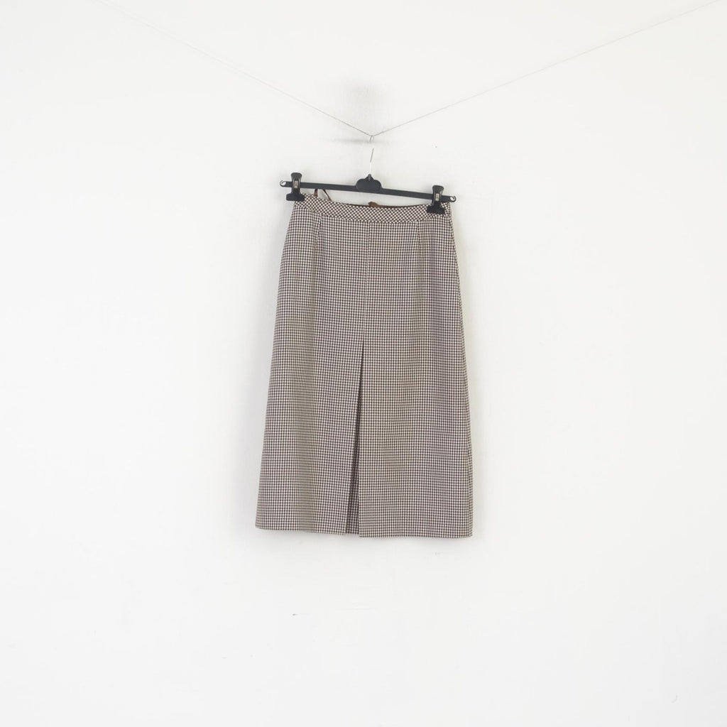 Gelco Trevira Women 38 S Suit Brown Wool Houndstooth Skirt Blazer Vintage