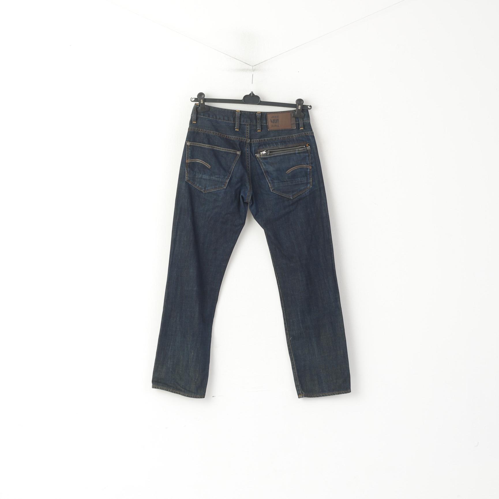 G-Star Raw Women 30 Jeans Trousers Navy Cotton Straight Classic Pants