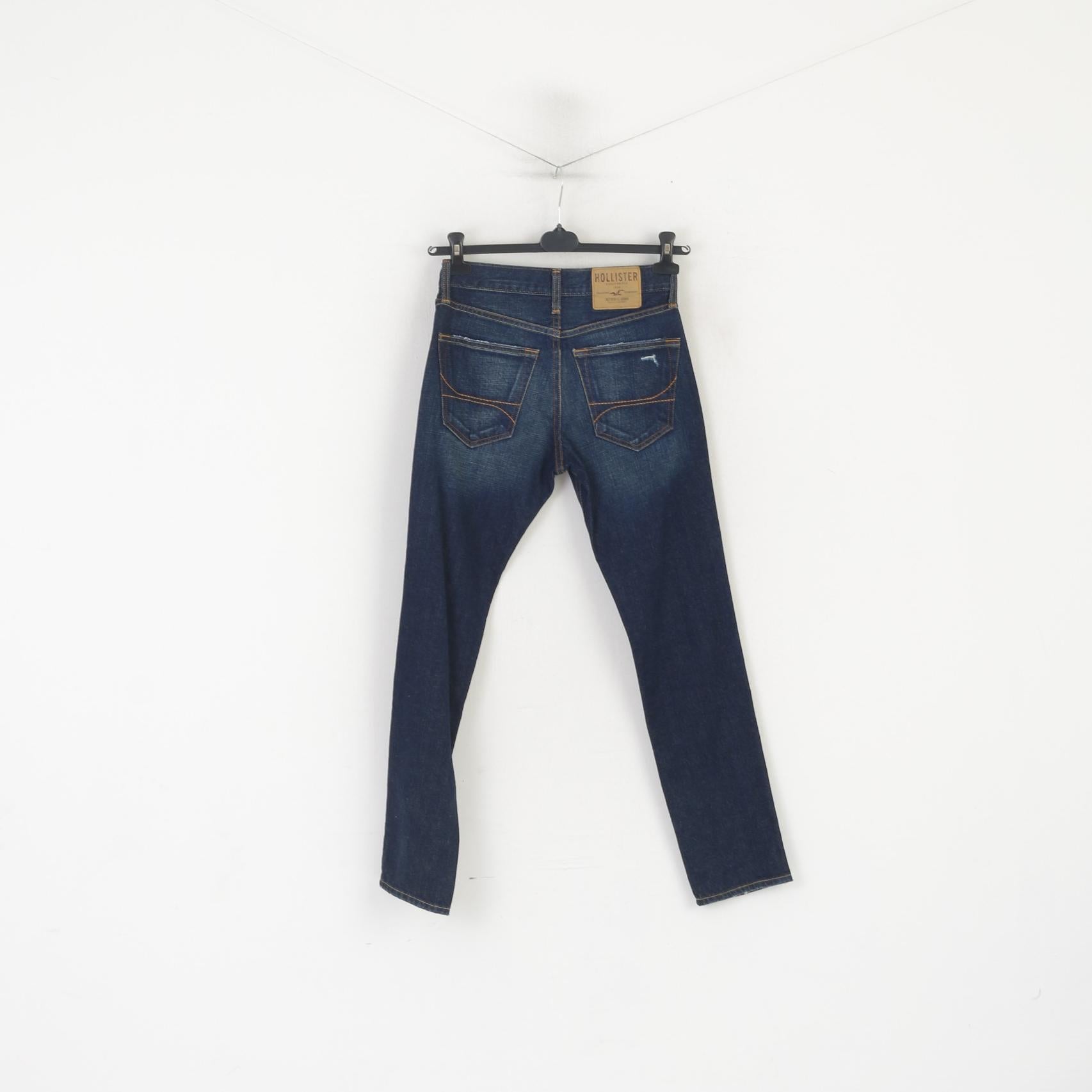 Hollister California 26 Pantalon pour femme Bleu marine Jean skinny en coton vieilli