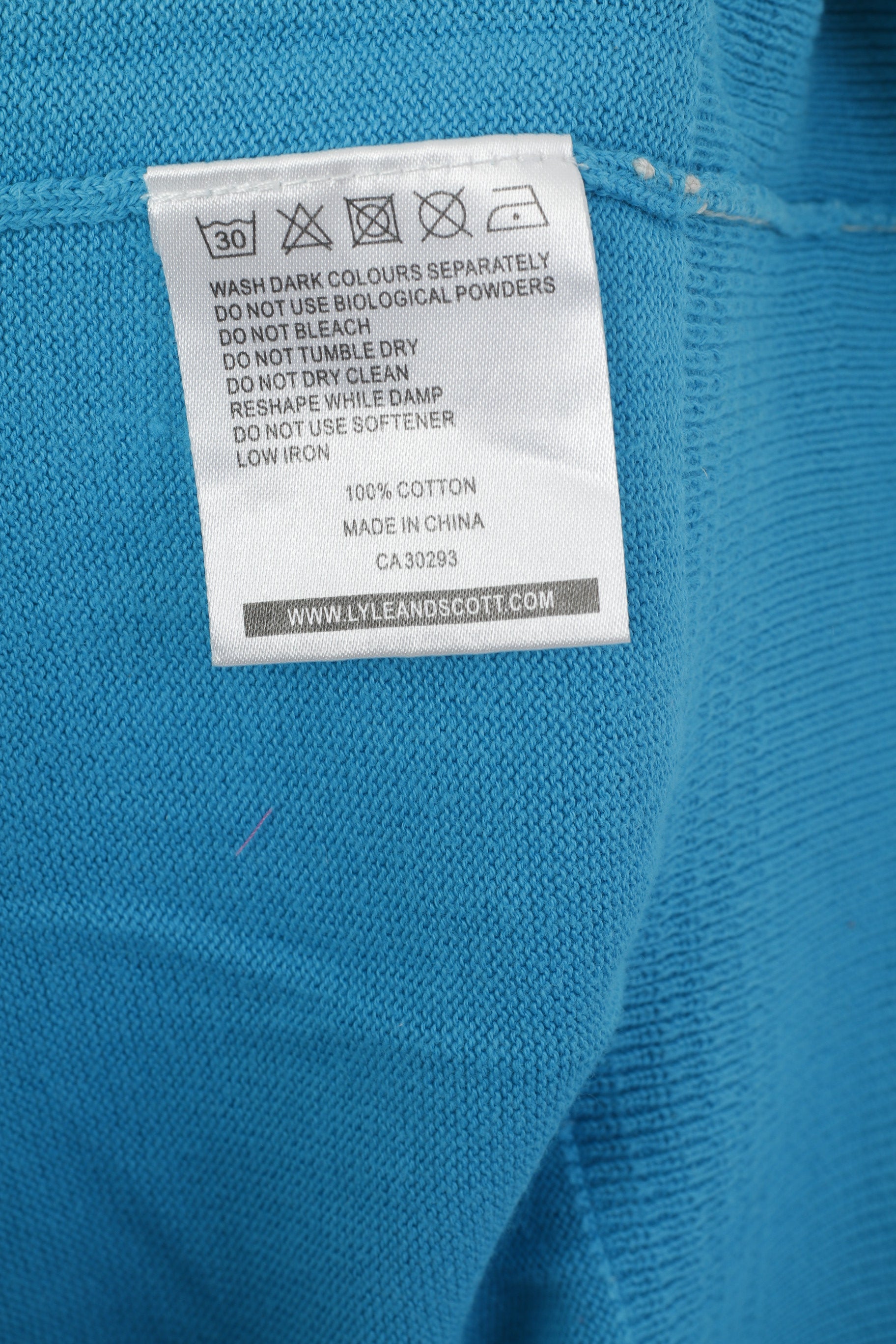 Lyle &amp; Scott Heritage Uomo L Maglione turchese in cotone con scollo a V classico maglione morbido