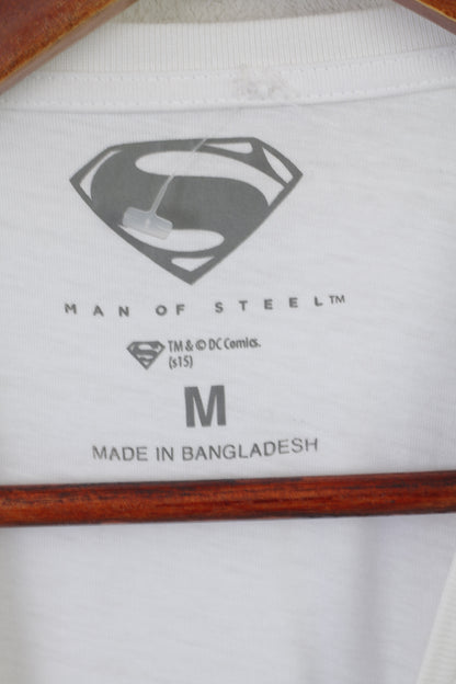 Camicia da uomo M in legno di cedro di stato di cotone bianco Superman uomo in acciaio