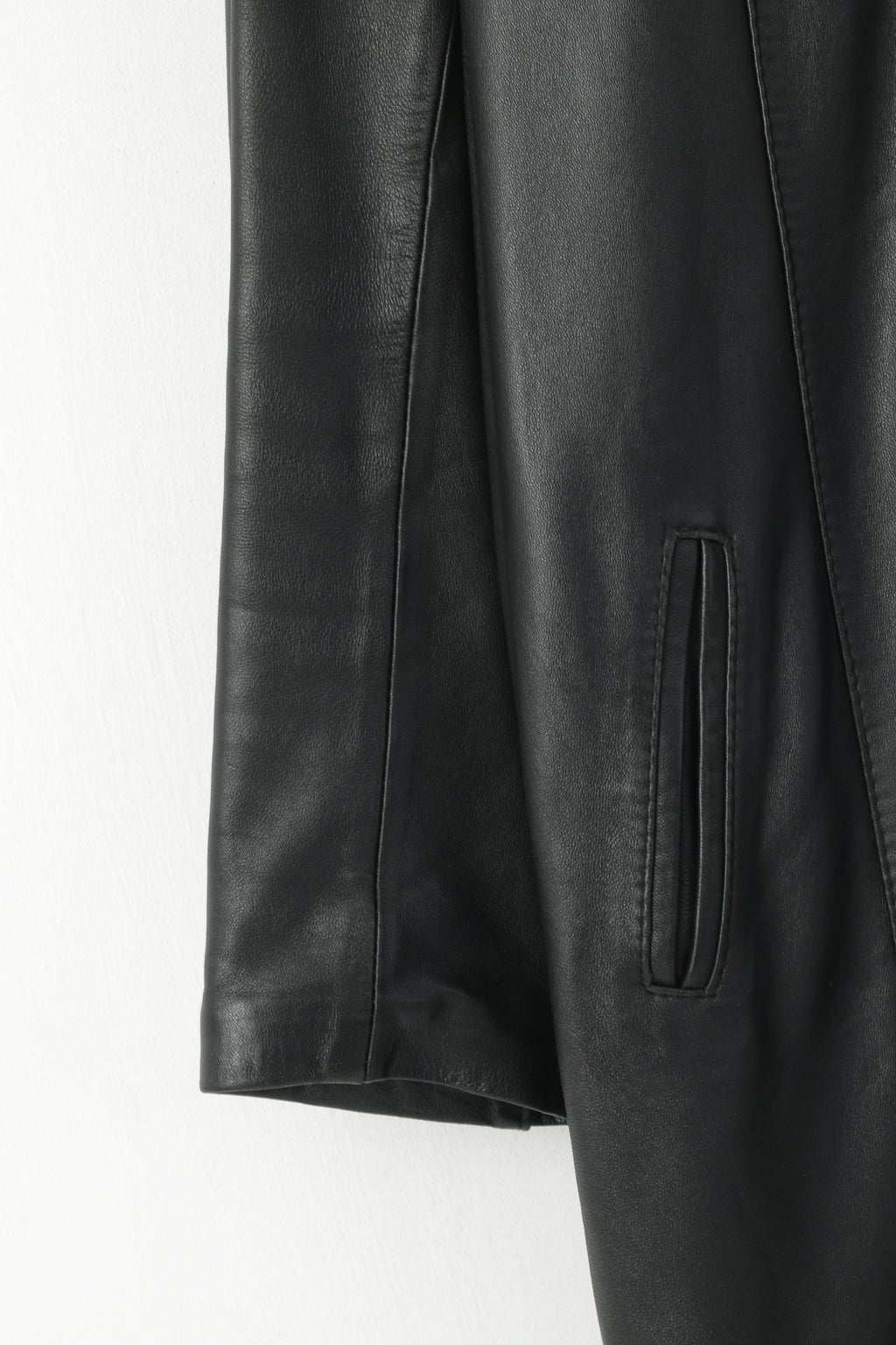 Giacca vintage da donna L Cappotto classico monopetto in pelle morbida in pelle nera