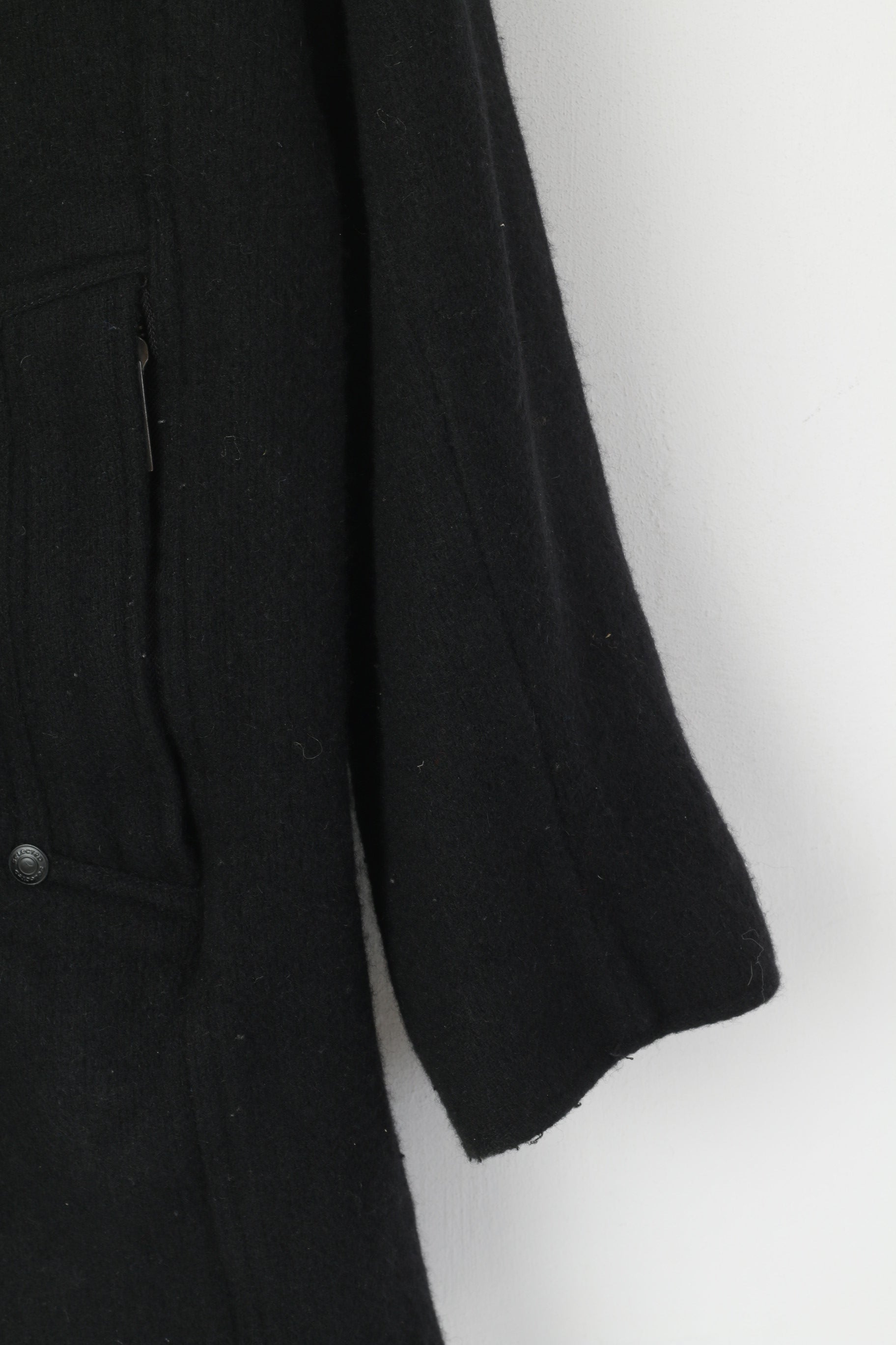 Selected Men XXL (L) Coat Black Wool Nylon Single Breasted Stand-Up Collar Rjo-jra Jacket