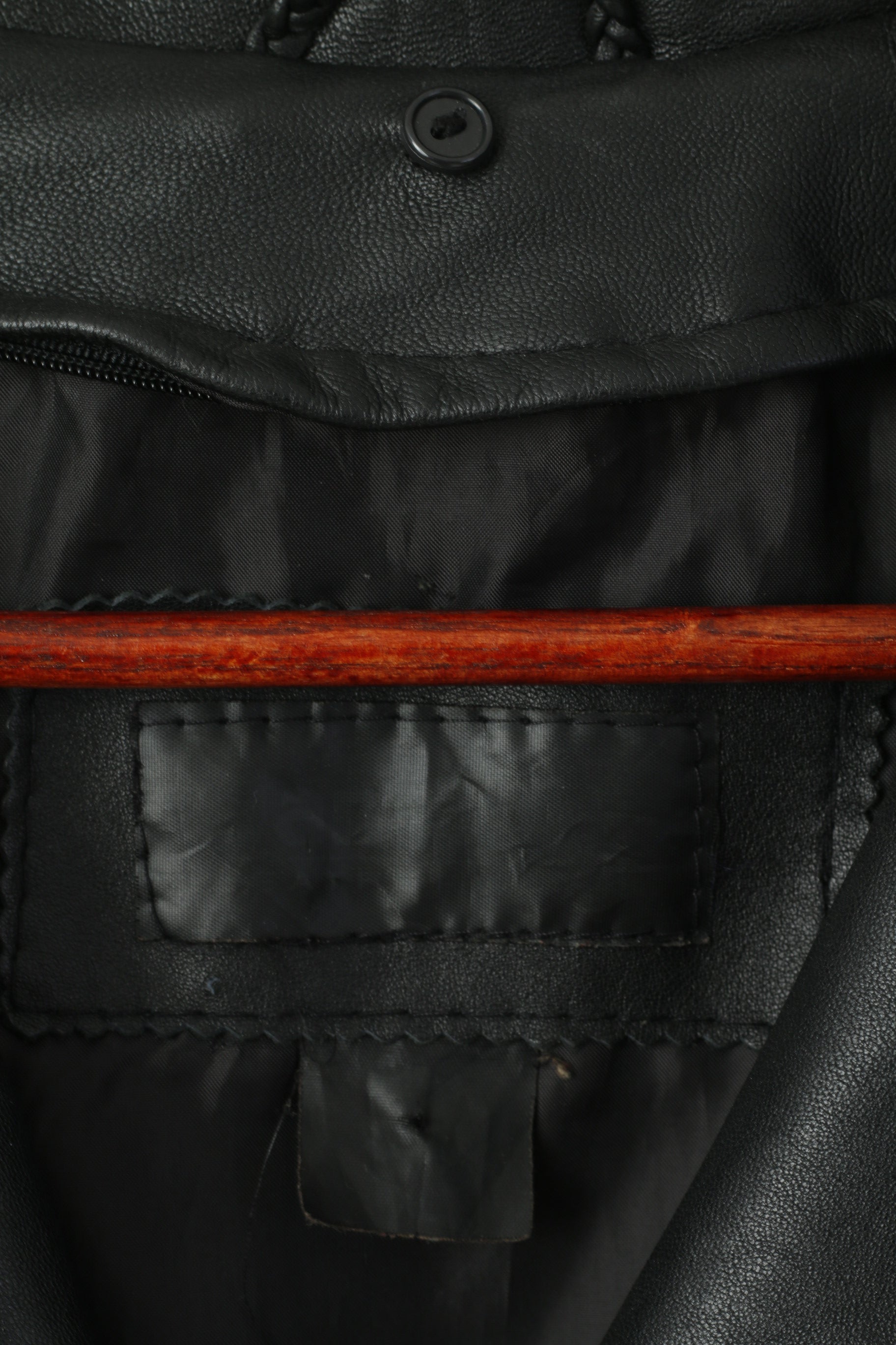 Giacca vintage da donna L Cappotto classico monopetto in pelle morbida in pelle nera