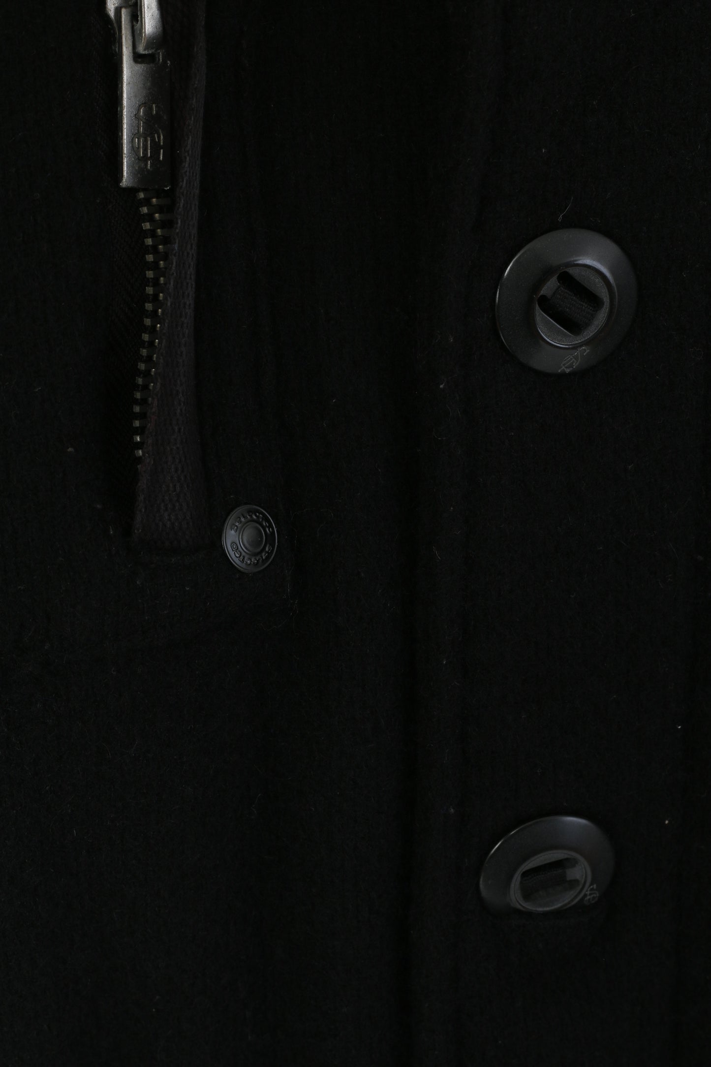 Selected Men XXL (L) Coat Black Wool Nylon Single Breasted Stand-Up Collar Rjo-jra Jacket