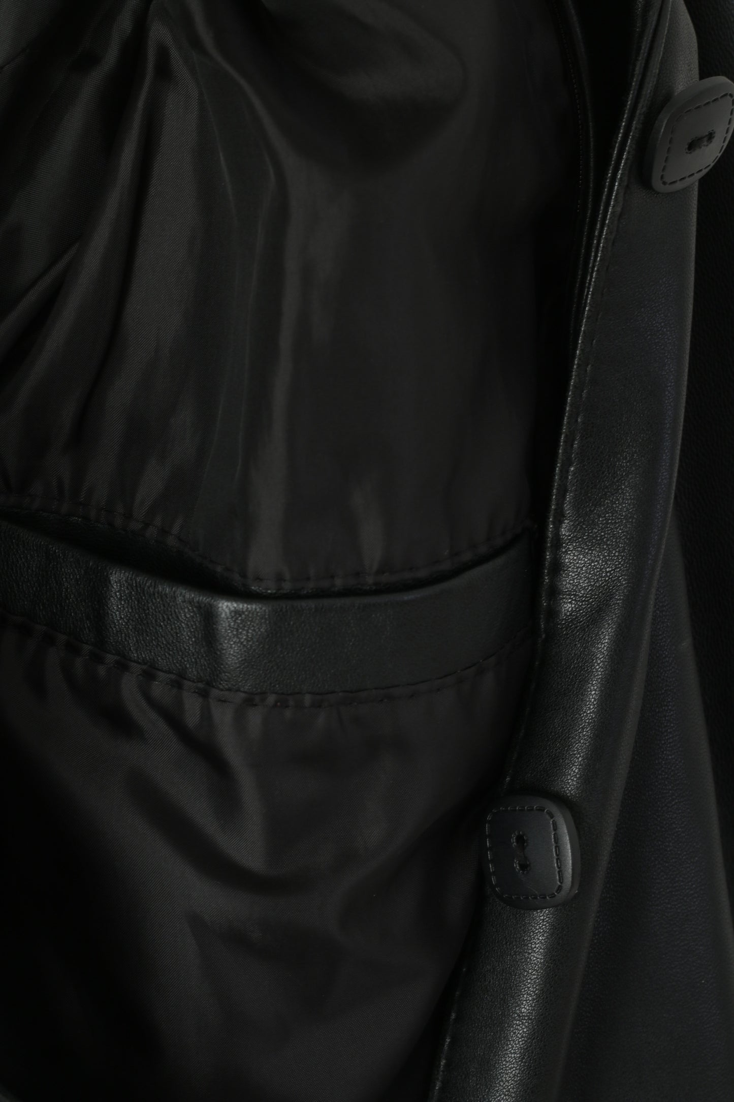 Vintage Women L Jacket Black Leather Soft Skin Single Breasted Classic Coat