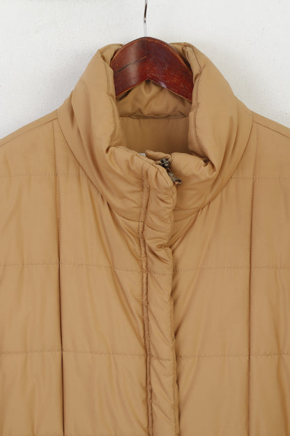 Lezard Women 42 XL Jacket Gold Shiny Padded Full Zipper Classic Coat