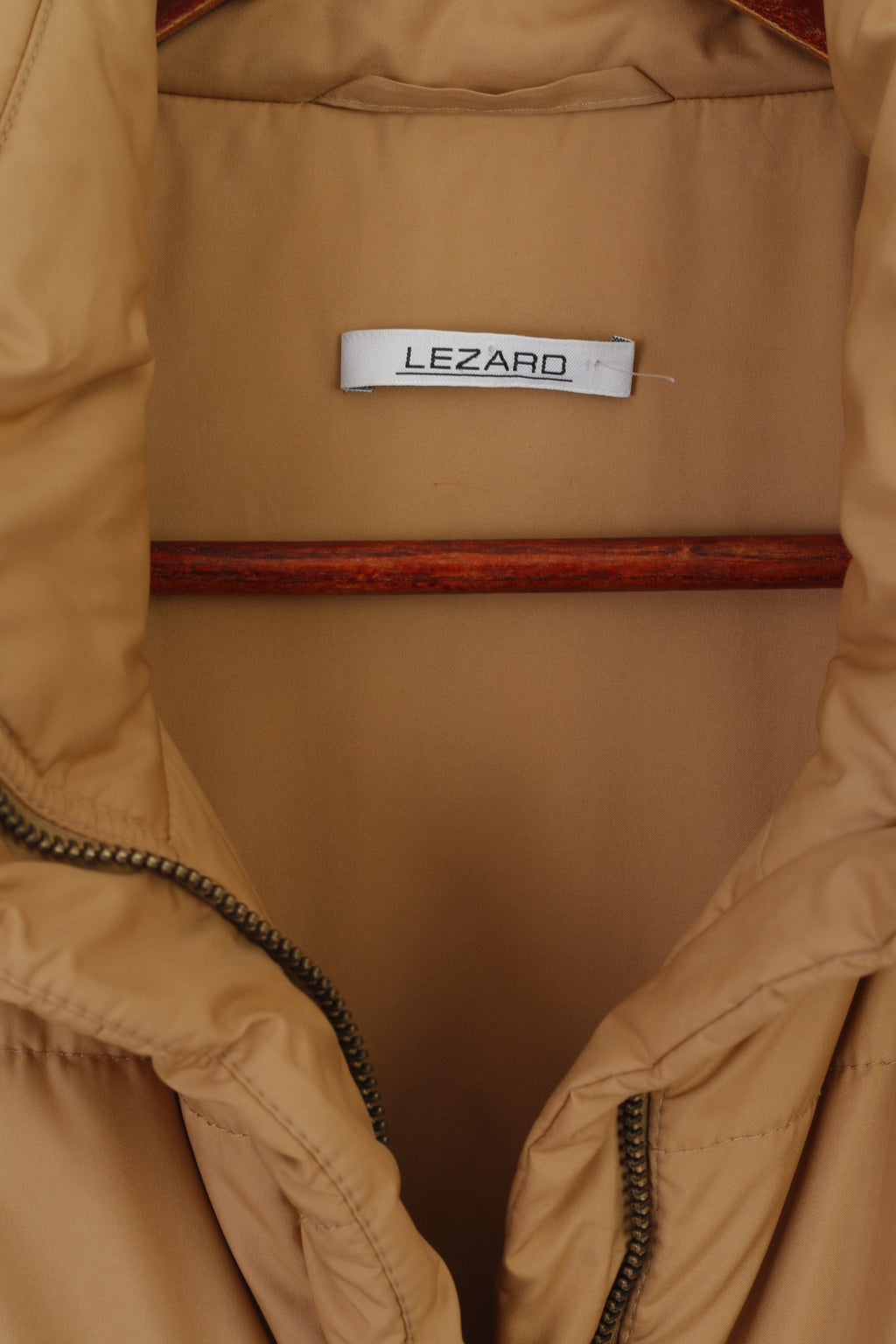 Lezard Women 42 XL Jacket Gold Shiny Padded Full Zipper Classic Coat