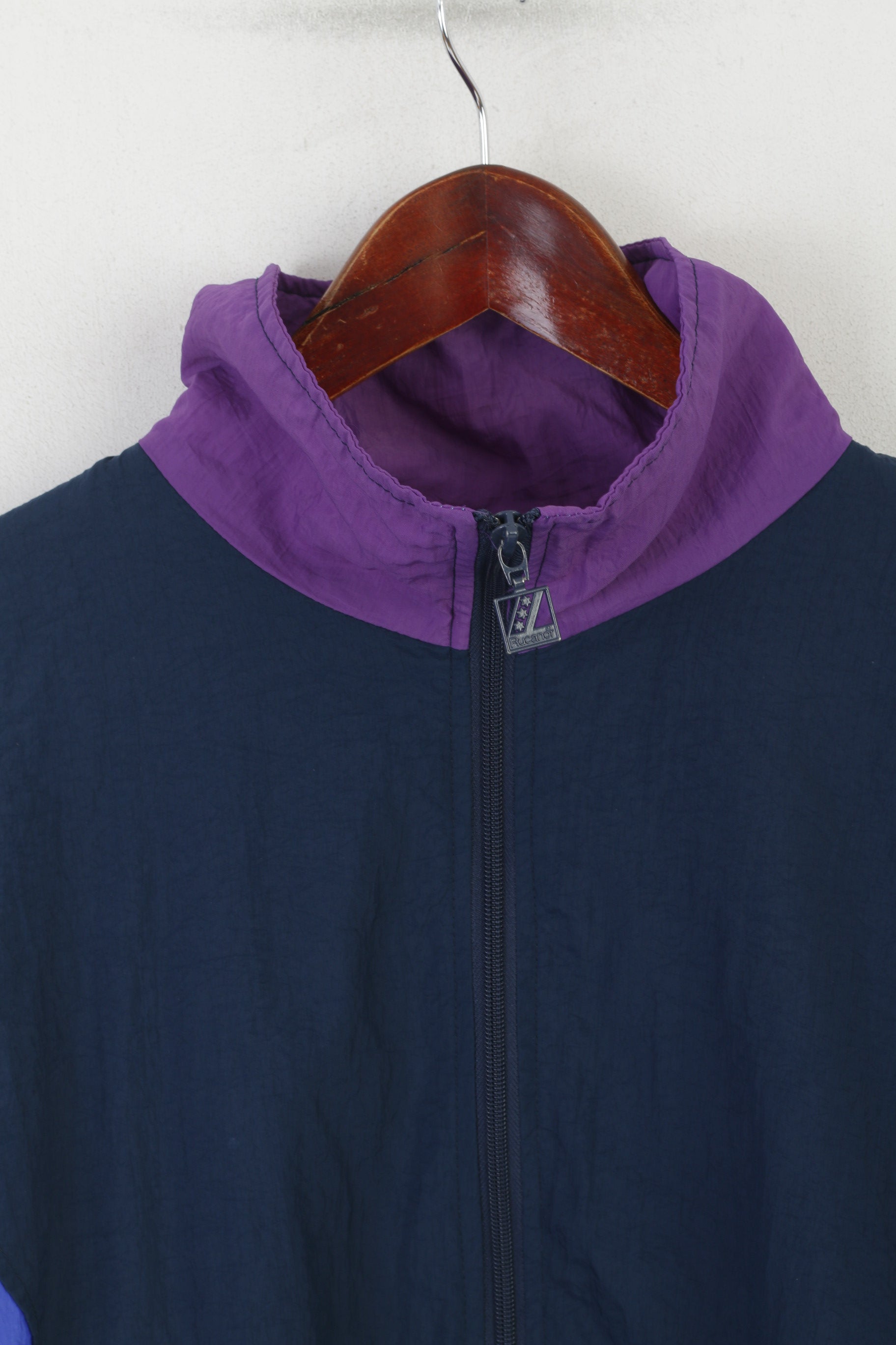Rucanor Giacca da uomo 42/44 M/L Viola Vintage Nylon Oldschool Zip Up Top