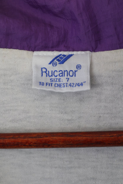 Rucanor Men 42/44 M/L Track Jacket Purple Vintage Nylon Oldschool Zip Up Top