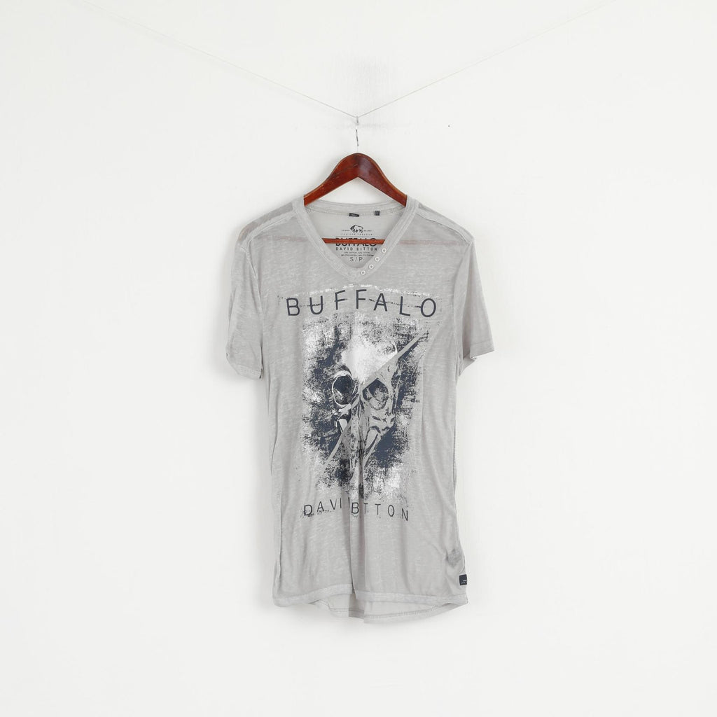 Buffalo David Bitton hommes chemise gris coton Stretch col en V mince matière ajustement haut