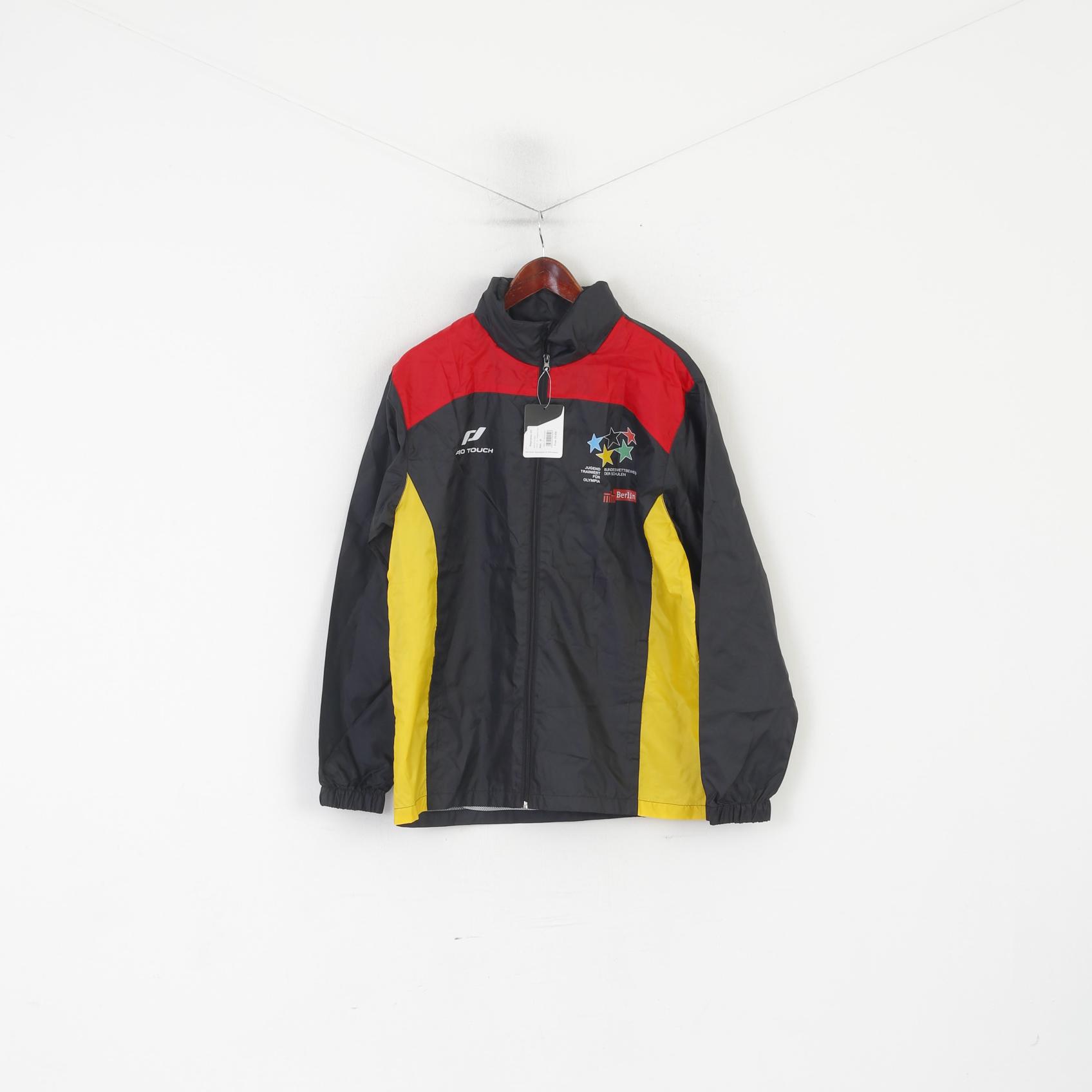 Nuova giacca Pro Touch da uomo M nera Jugend Trainiert Fur Olympia Zip Up Top