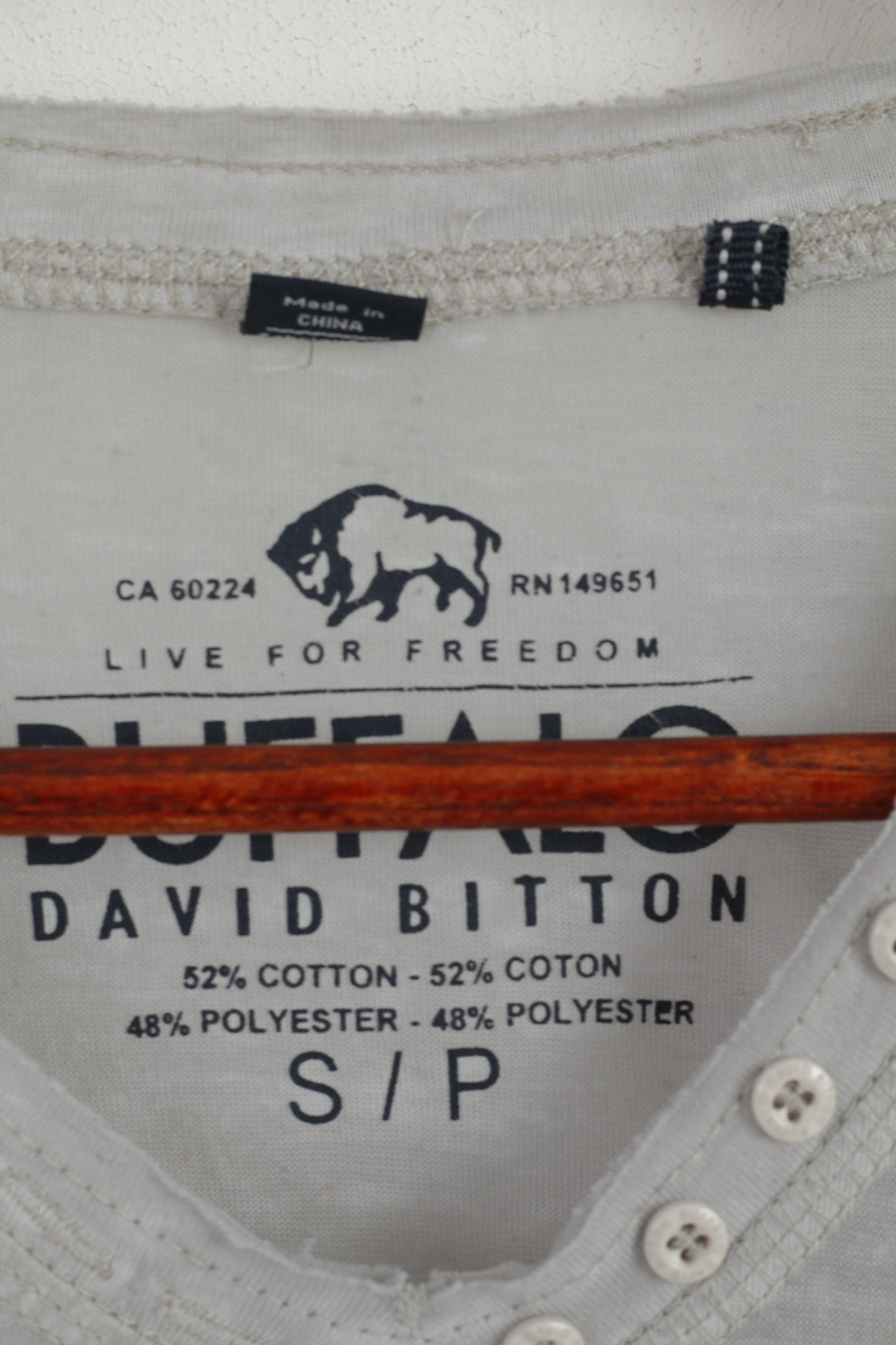 Buffalo David Bitton hommes chemise gris coton Stretch col en V mince matière ajustement haut