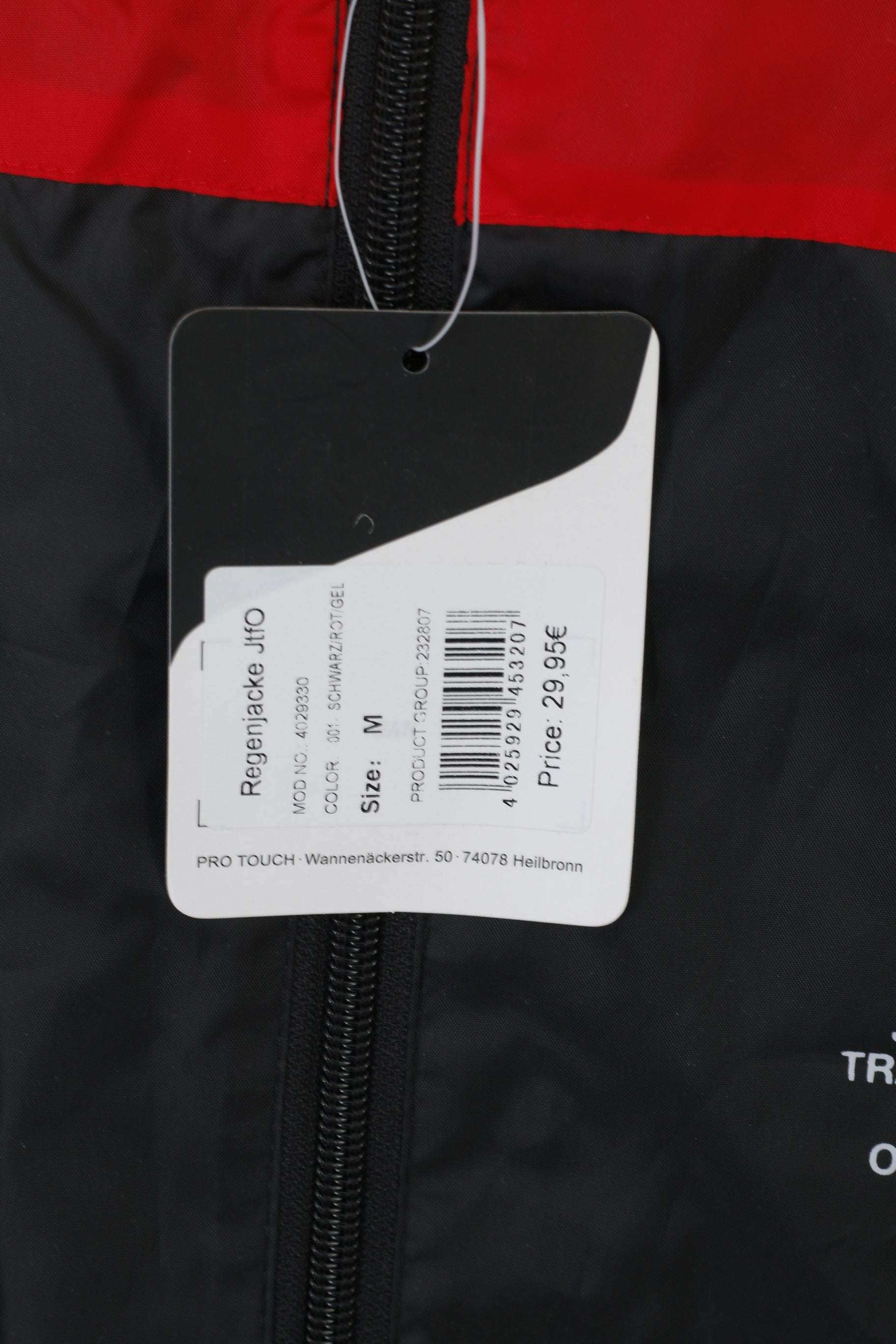 Nuova giacca Pro Touch da uomo M nera Jugend Trainiert Fur Olympia Zip Up Top