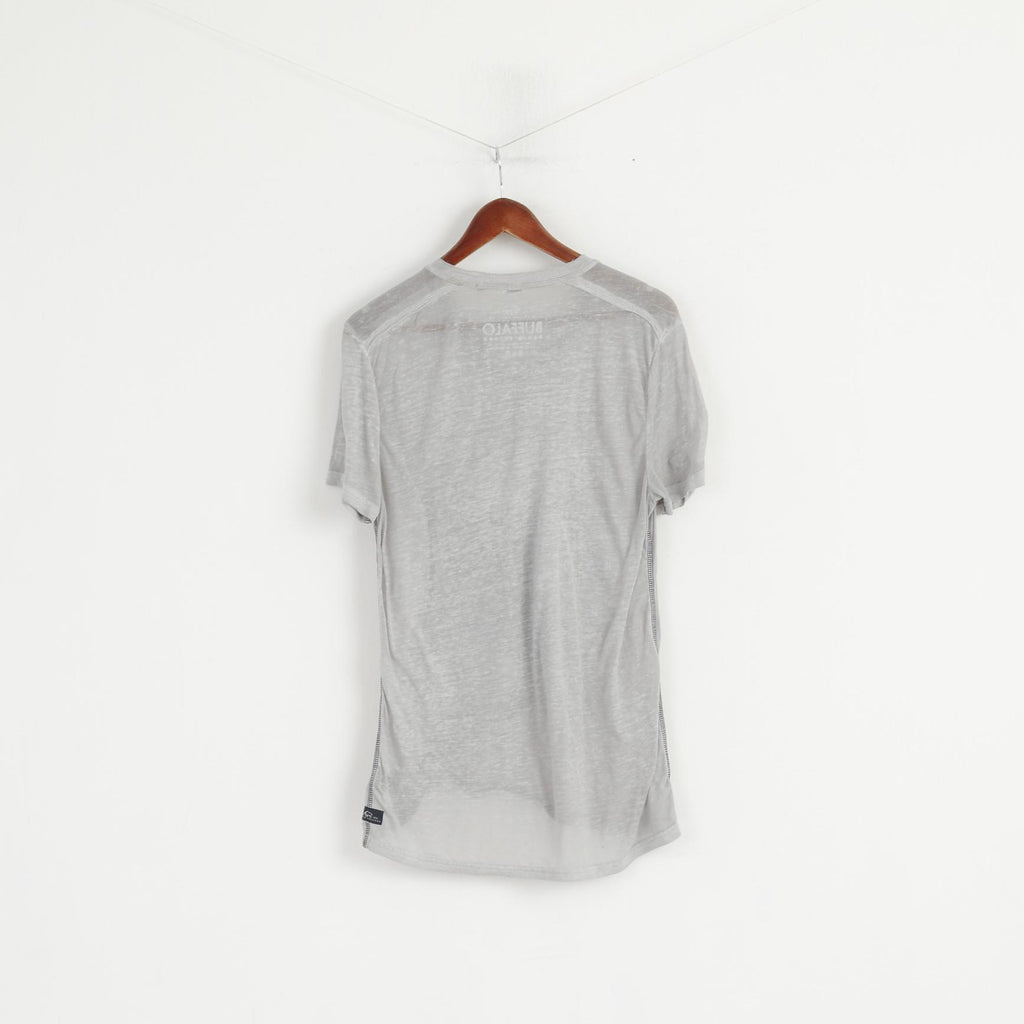 Buffalo David Bitton hommes chemise gris coton Stretch col en V mince matière ajustement haut