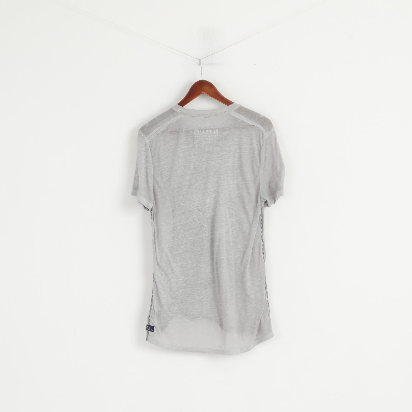 Buffalo David Bitton hommes chemise gris coton Stretch col en V mince matière ajustement haut